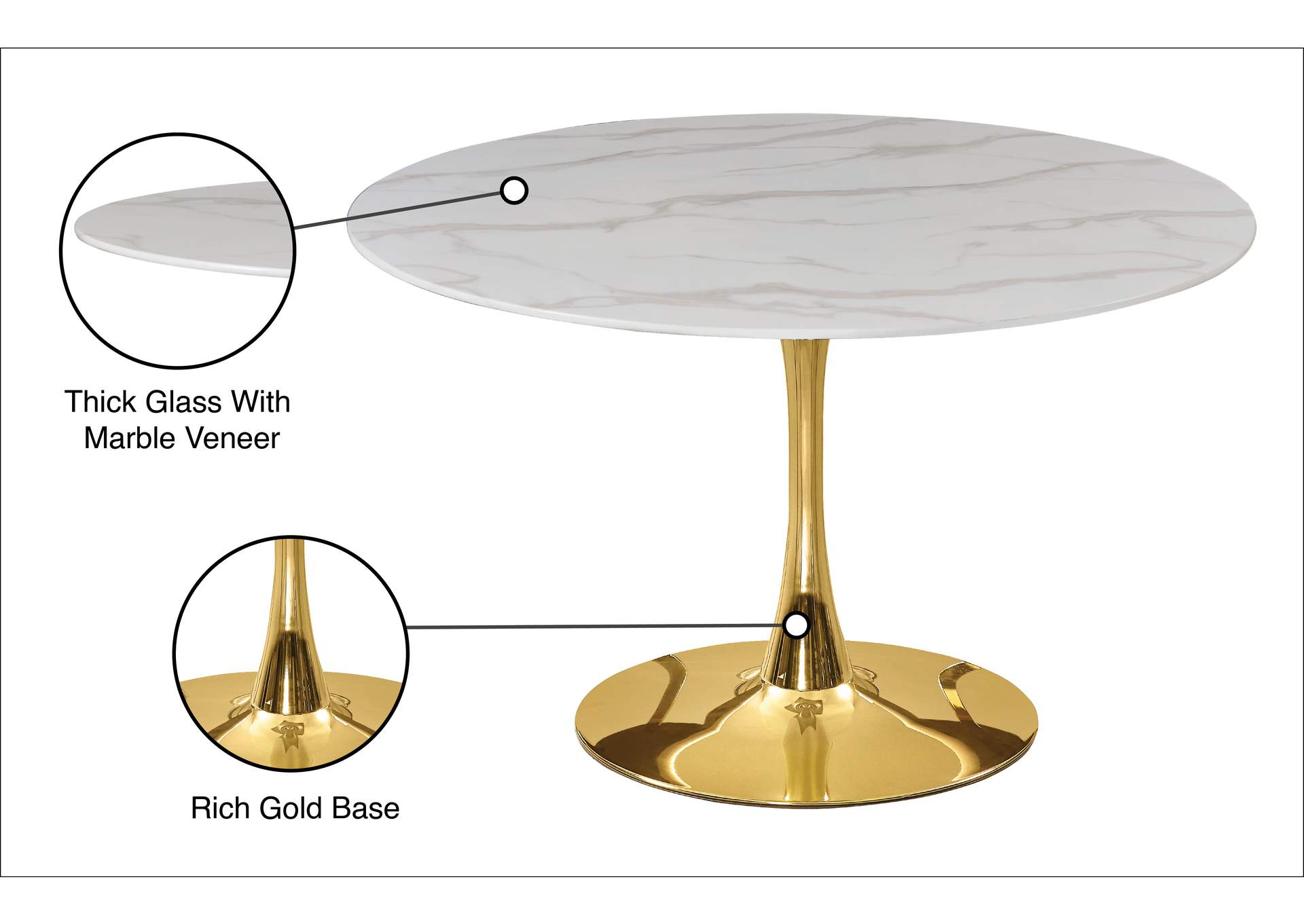 Tulip Gold Dining Table (3 Boxes),Meridian Furniture