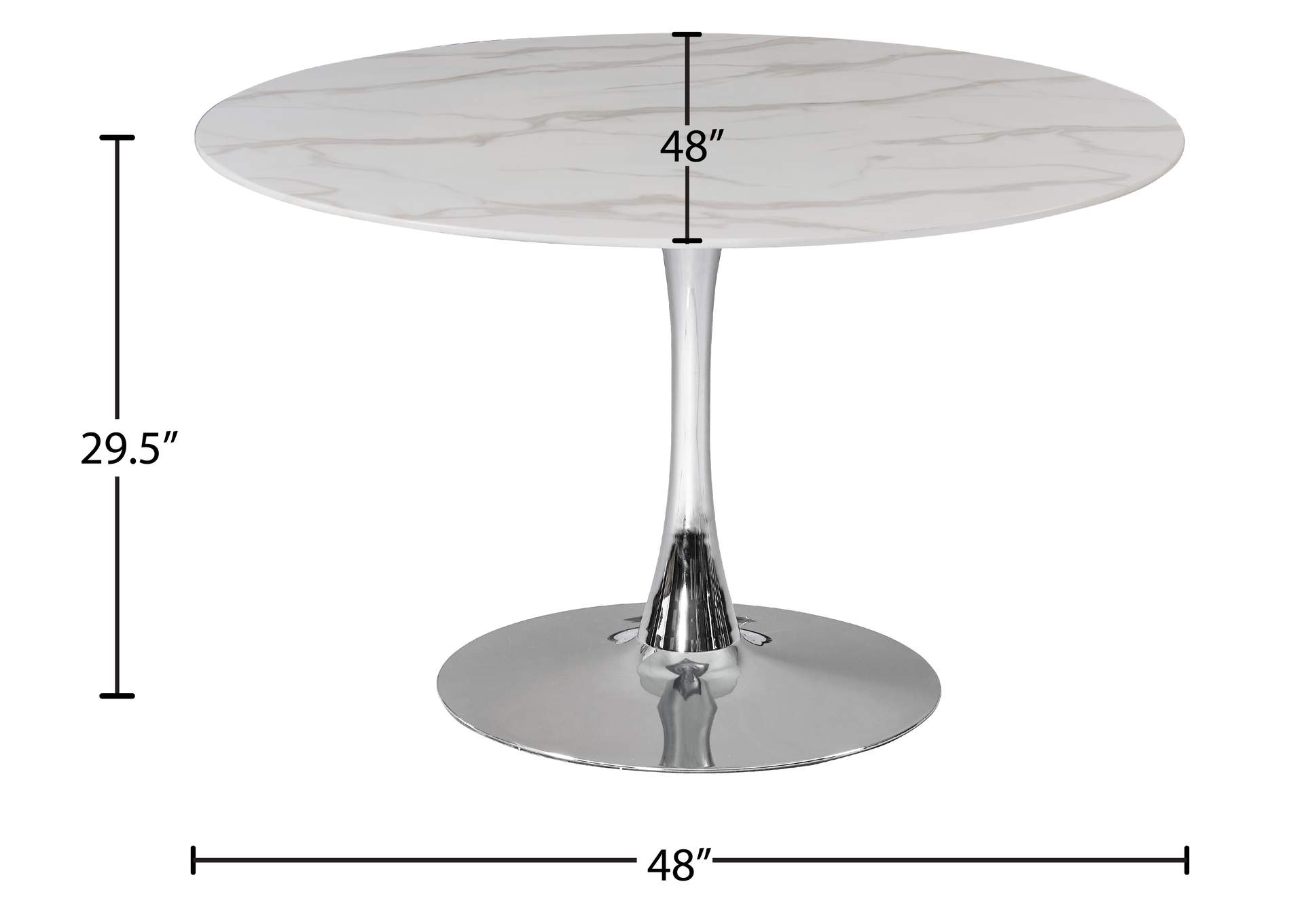 Tulip Chrome Dining Table (3 Boxes),Meridian Furniture