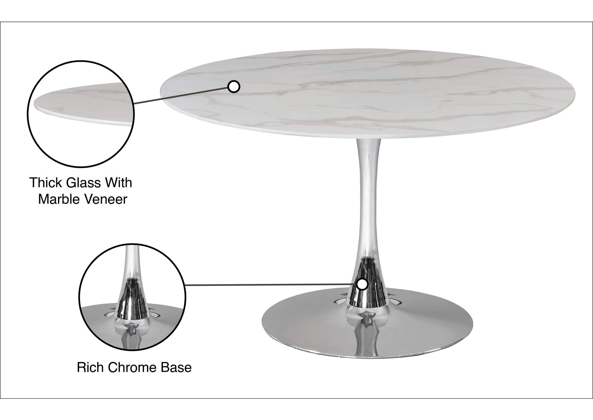 Tulip Chrome Dining Table (3 Boxes),Meridian Furniture