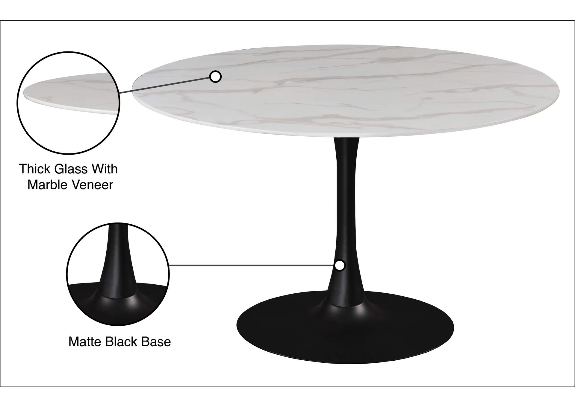 Tulip Matte Black Dining Table,Meridian Furniture