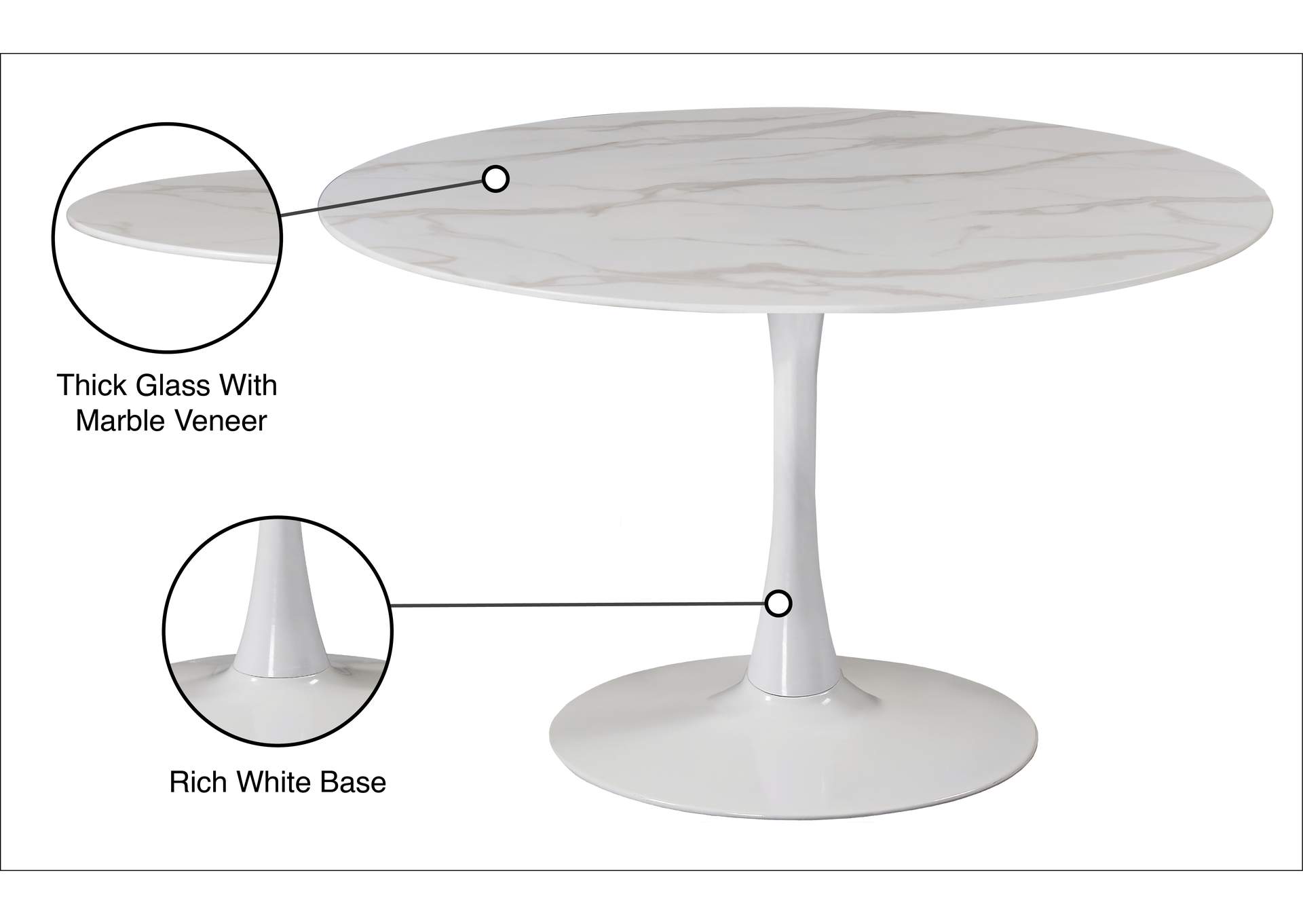 Tulip White Dining Table,Meridian Furniture