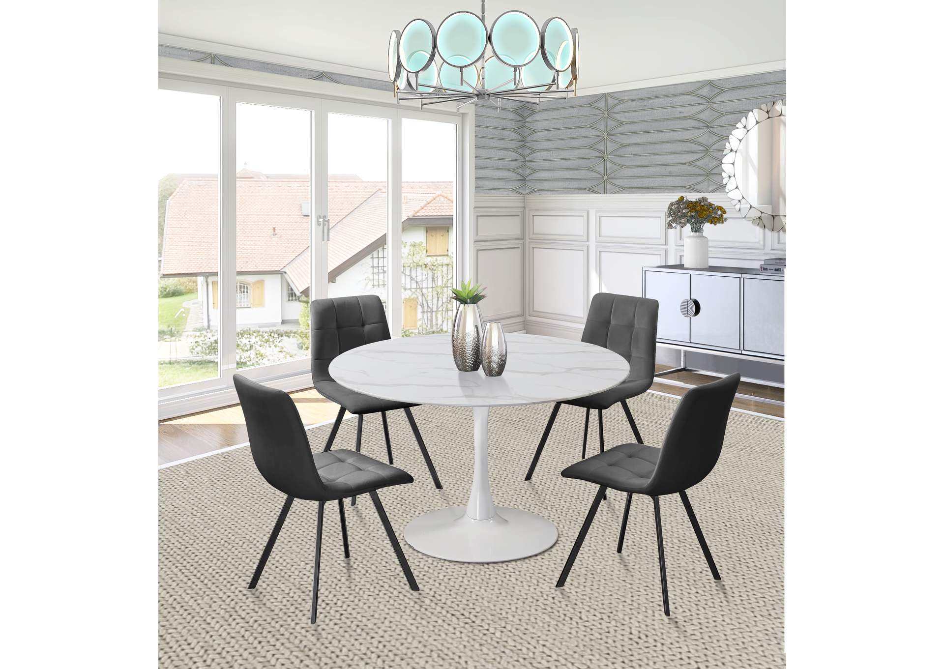 Tulip White Dining Table,Meridian Furniture