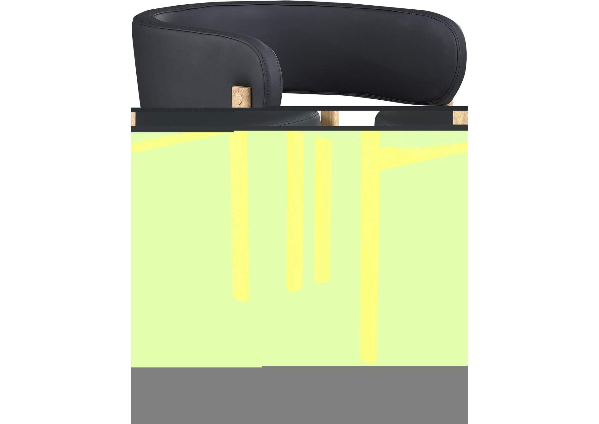 Gideon Black Faux Leather Dining Chair Set of 2,Meridian Furniture