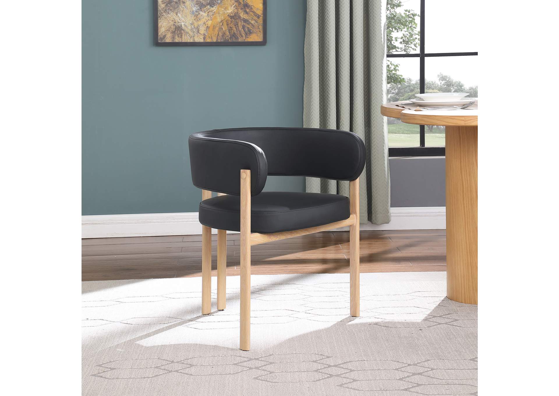 Gideon Black Faux Leather Dining Chair Set of 2,Meridian Furniture