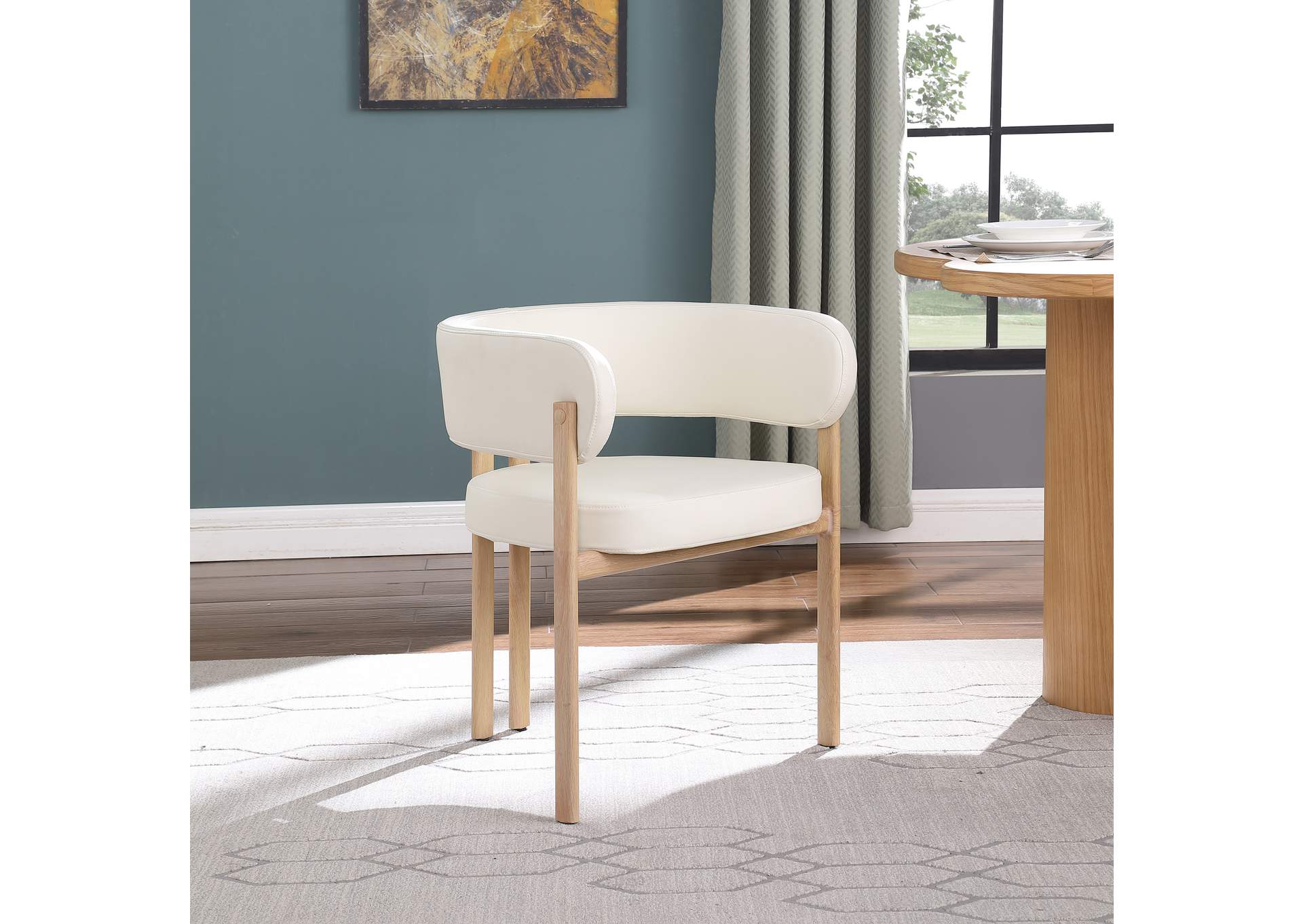 Gideon Cream Faux Leather Dining Chair Set of 2,Meridian Furniture