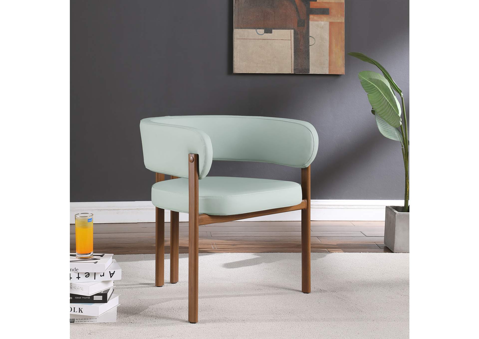 Gideon Mint Green Faux Leather Dining Chair Set of 2,Meridian Furniture