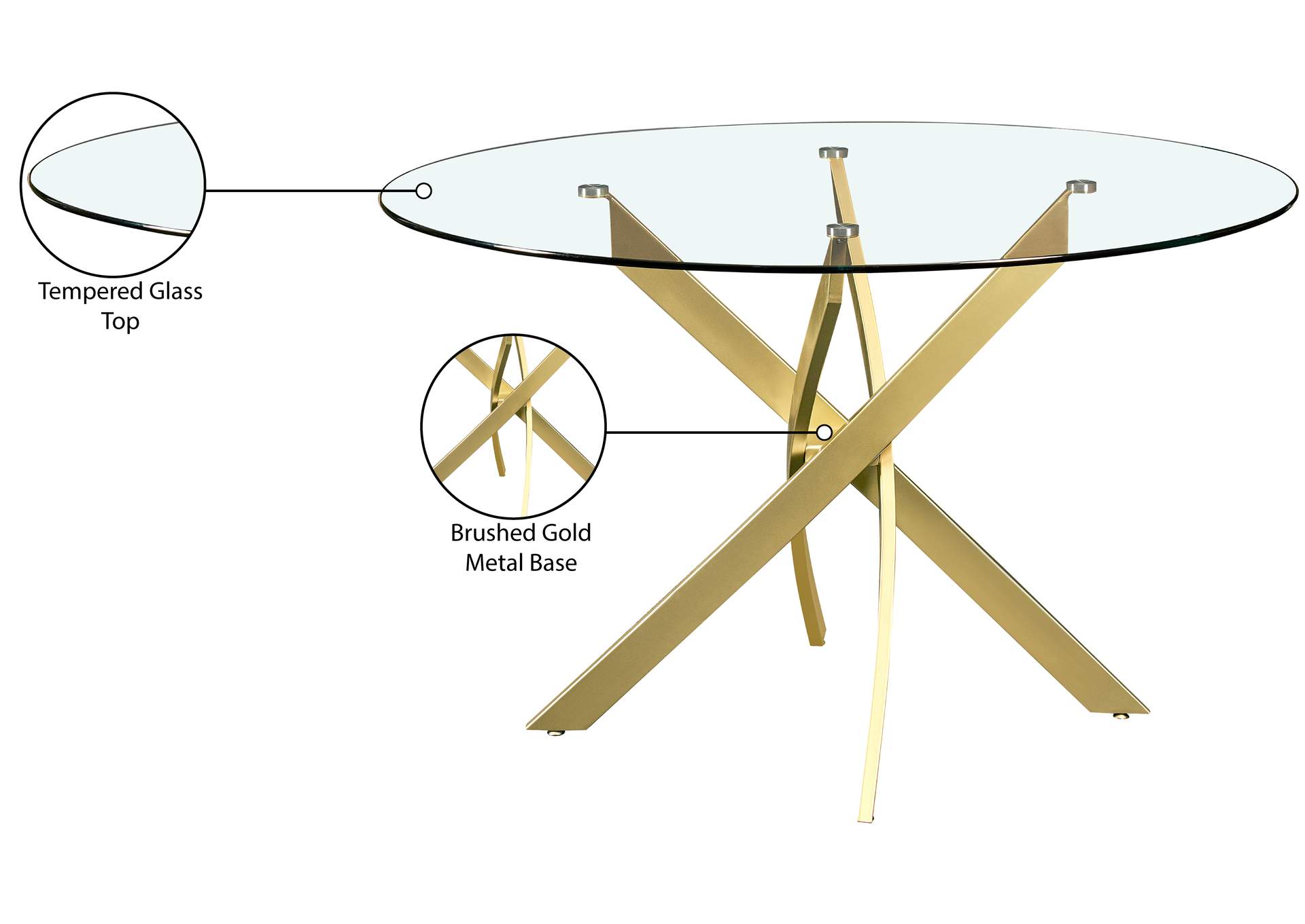 Xander Brushed Gold Dining Table,Meridian Furniture