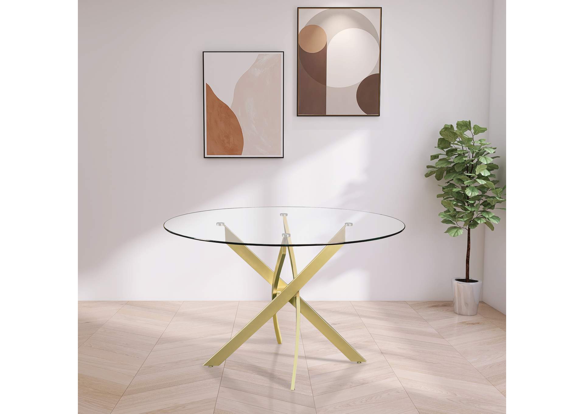 Xander Brushed Gold Dining Table,Meridian Furniture