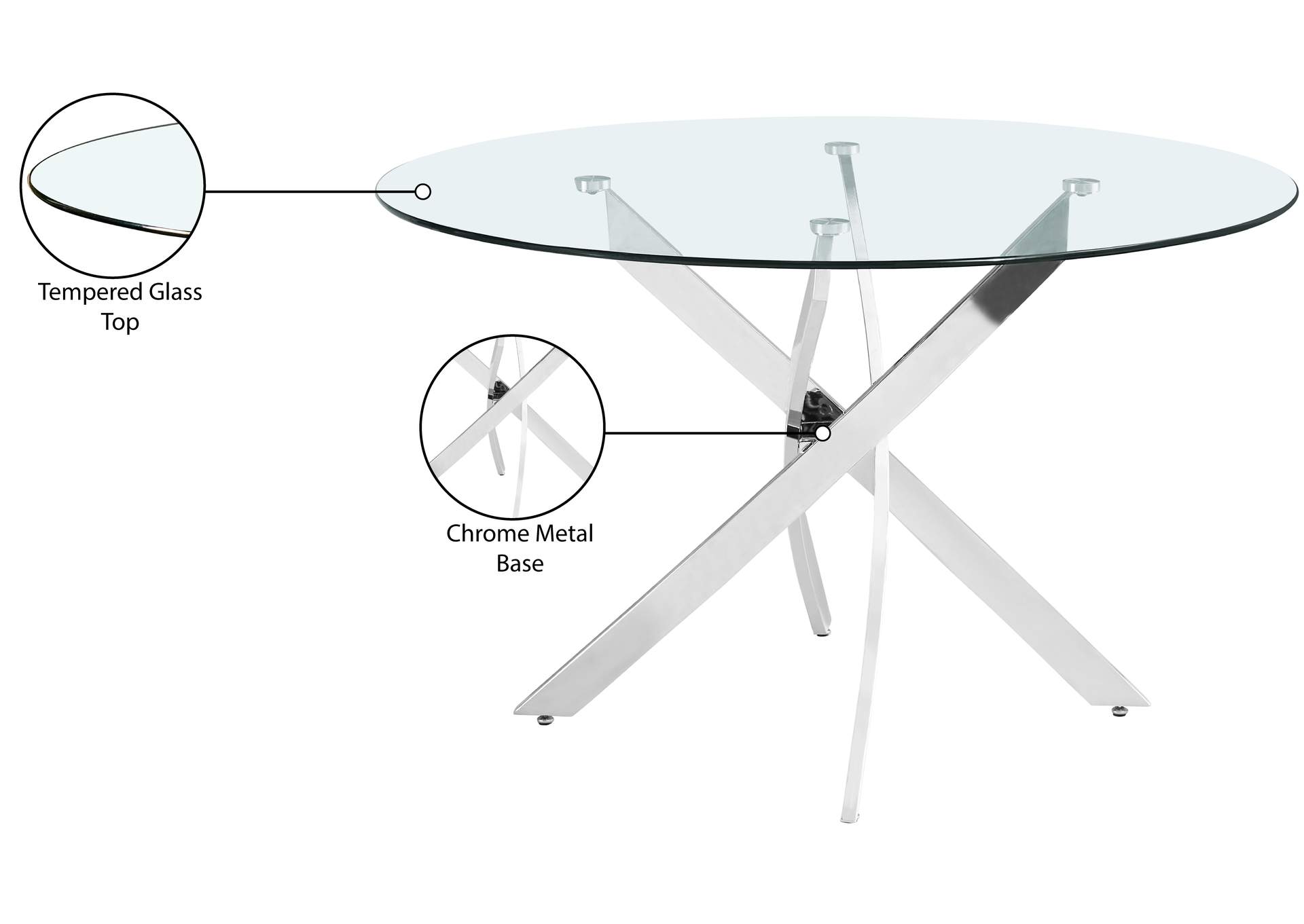 Xander Chrome Dining Table,Meridian Furniture