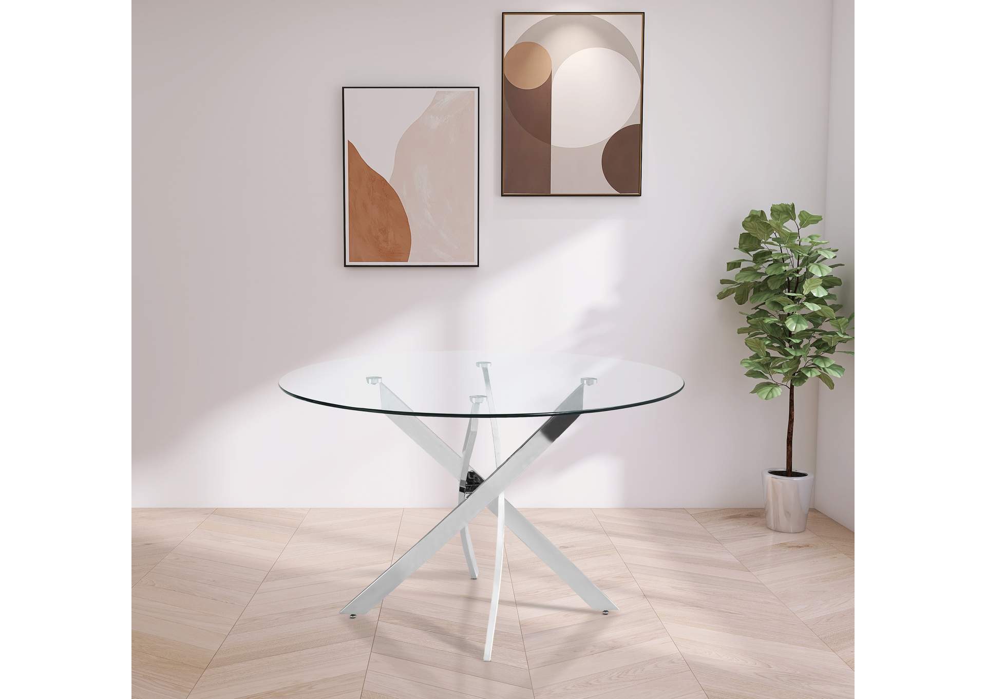 Xander Chrome Dining Table,Meridian Furniture