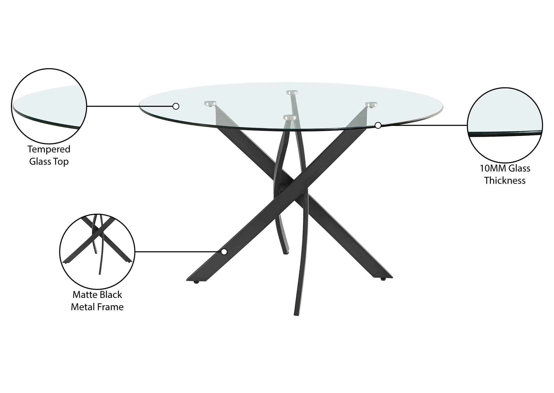 Xander Matte Black Dining Table,Meridian Furniture