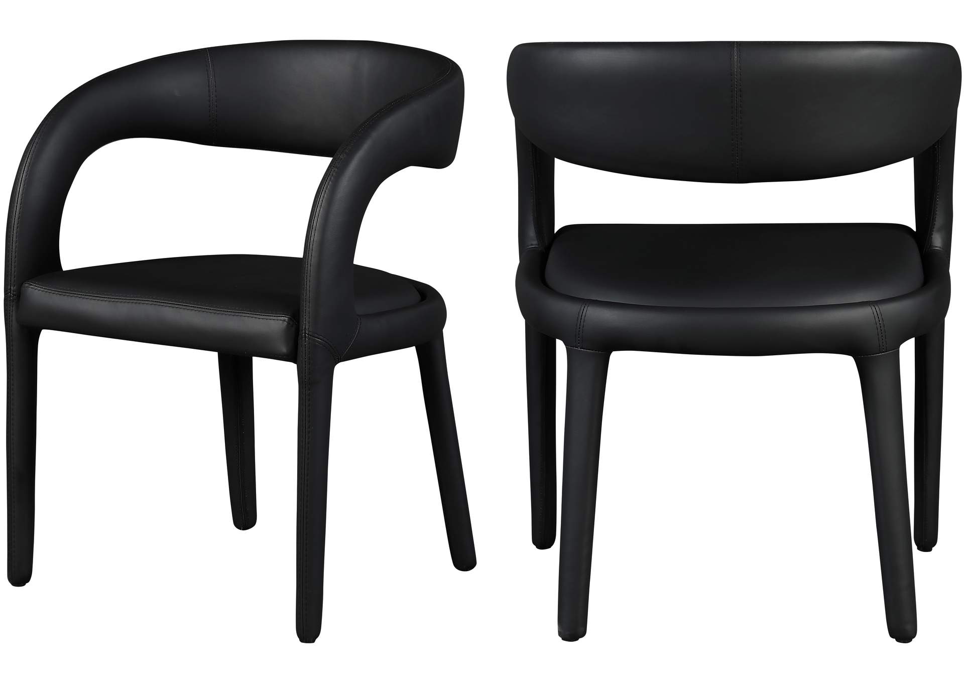 Sylvester Black Faux Leather Dining Chair,Meridian Furniture