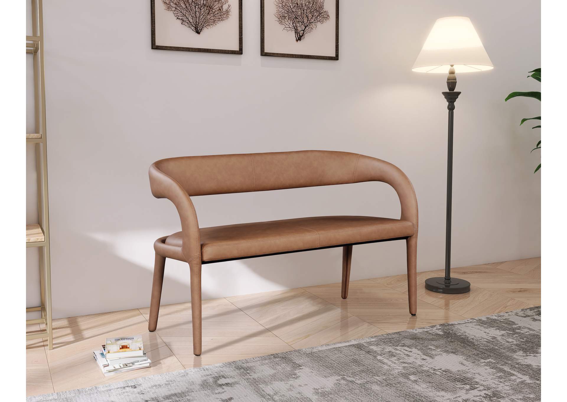 Sylvester Brown Faux Leather Bench,Meridian Furniture