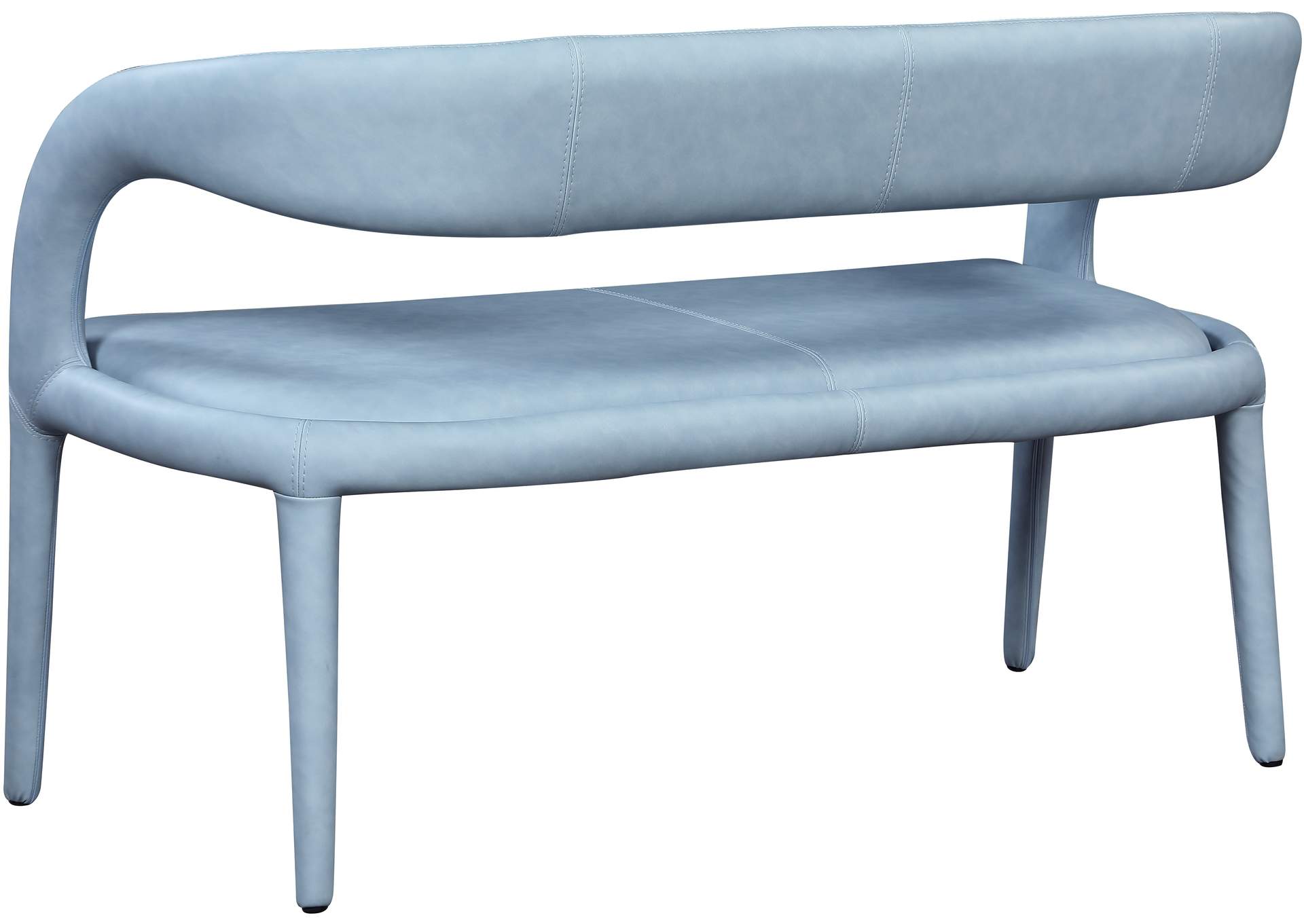 Sylvester Light Blue Faux Leather Bench,Meridian Furniture