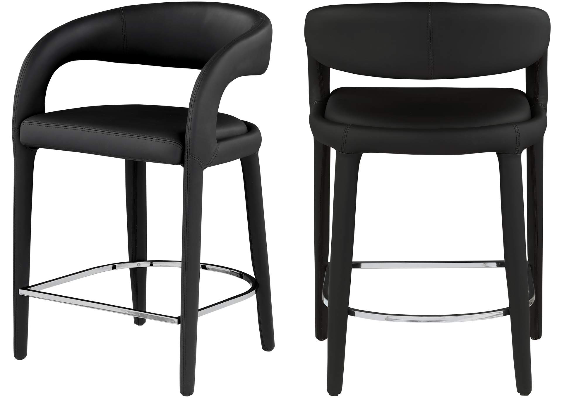 Sylvester Black Faux Leather Stool,Meridian Furniture