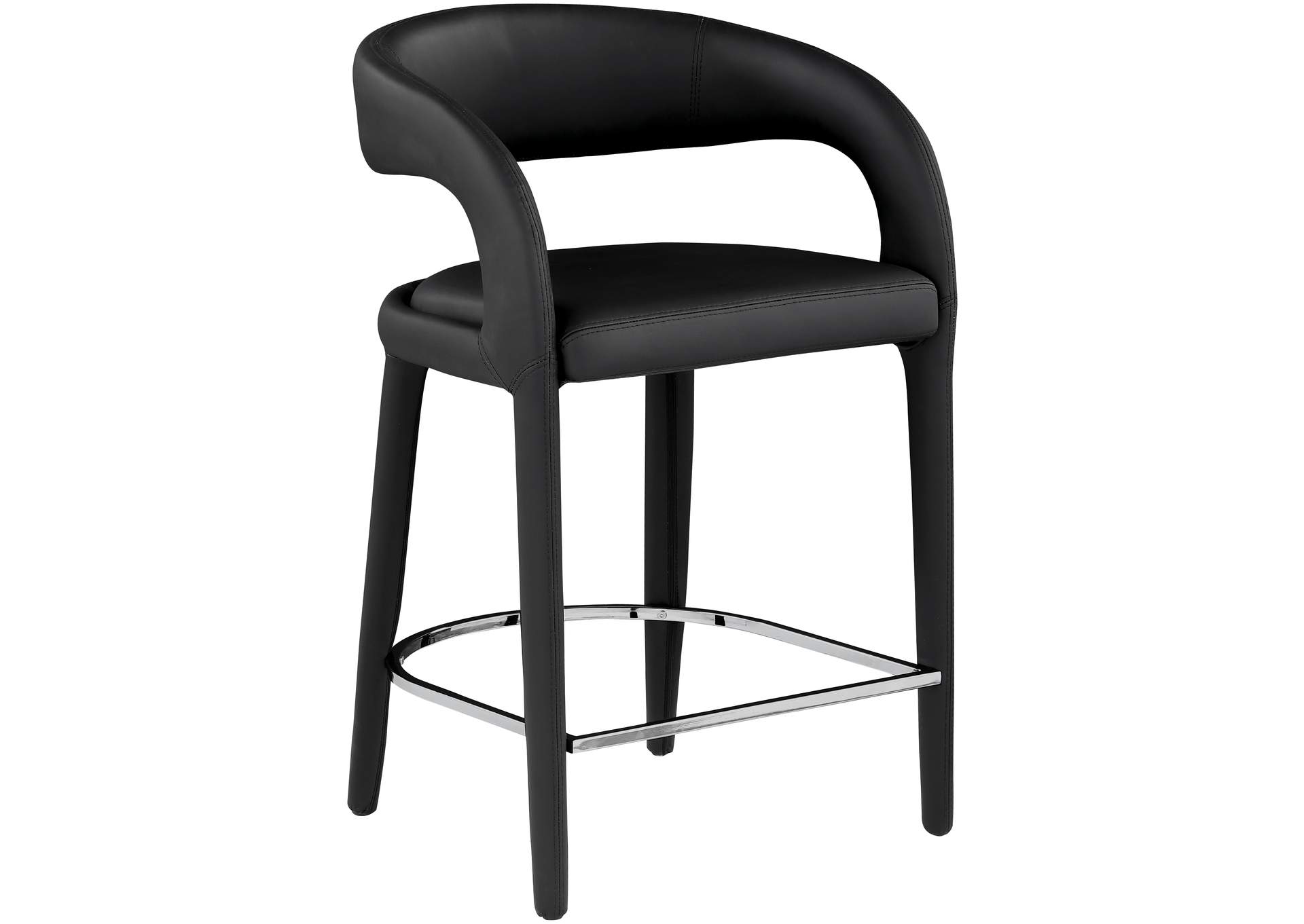 Sylvester Black Faux Leather Stool,Meridian Furniture