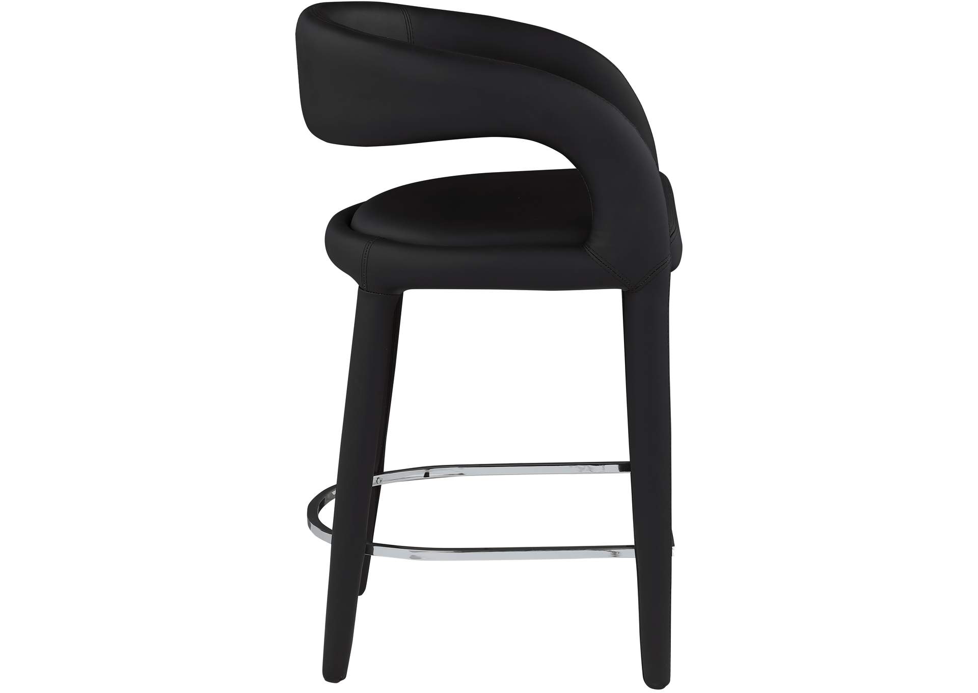 Sylvester Black Faux Leather Stool,Meridian Furniture