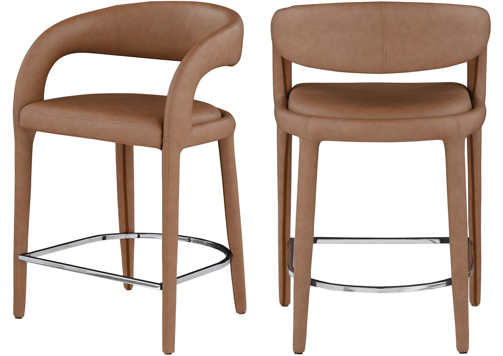 Sylvester Brown Faux Leather Stool,Meridian Furniture