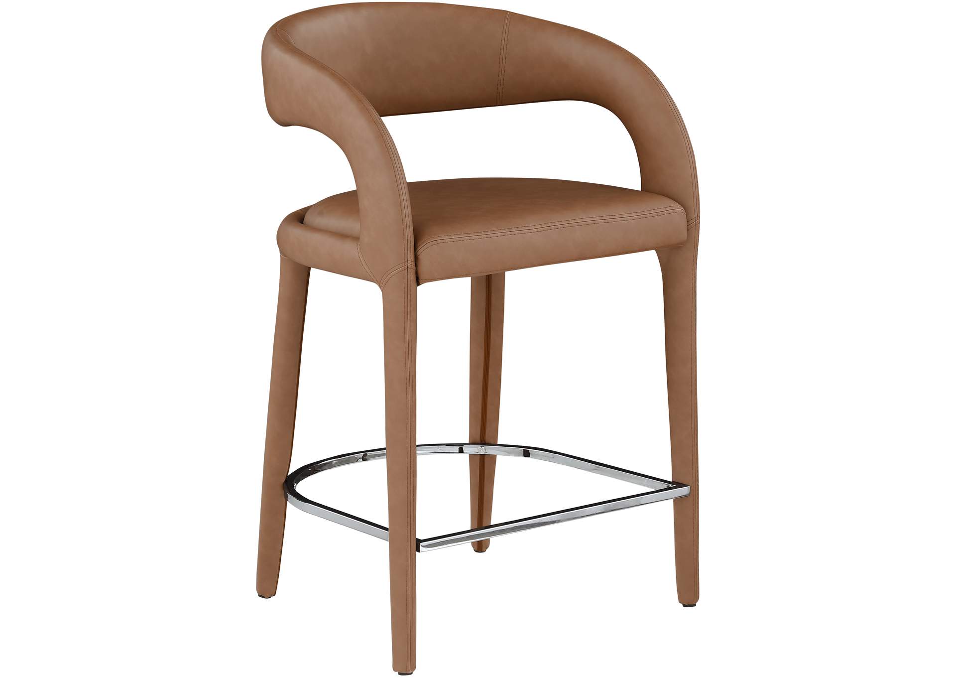 Sylvester Brown Faux Leather Stool,Meridian Furniture