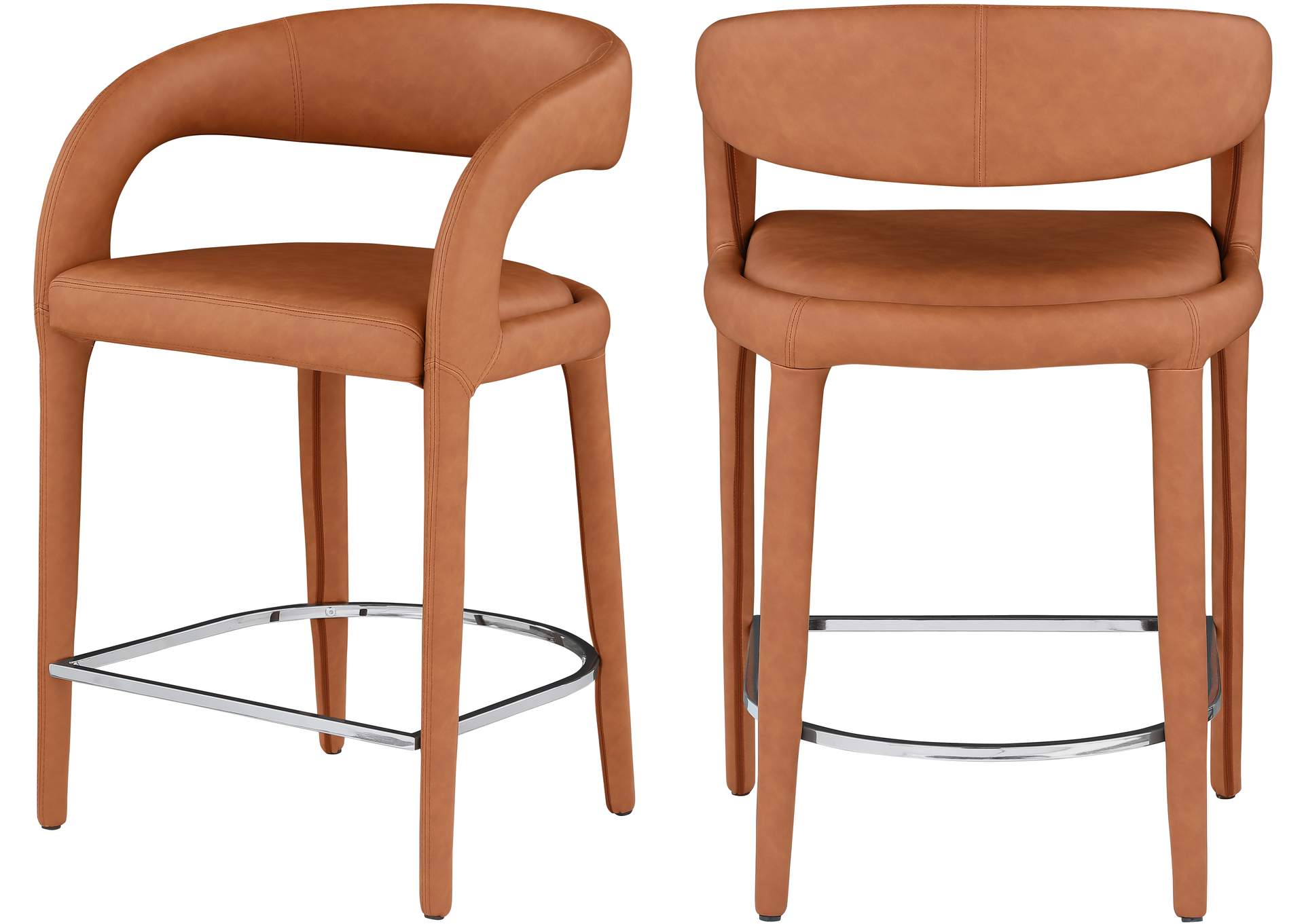 Sylvester Cognac Faux Leather Stool,Meridian Furniture