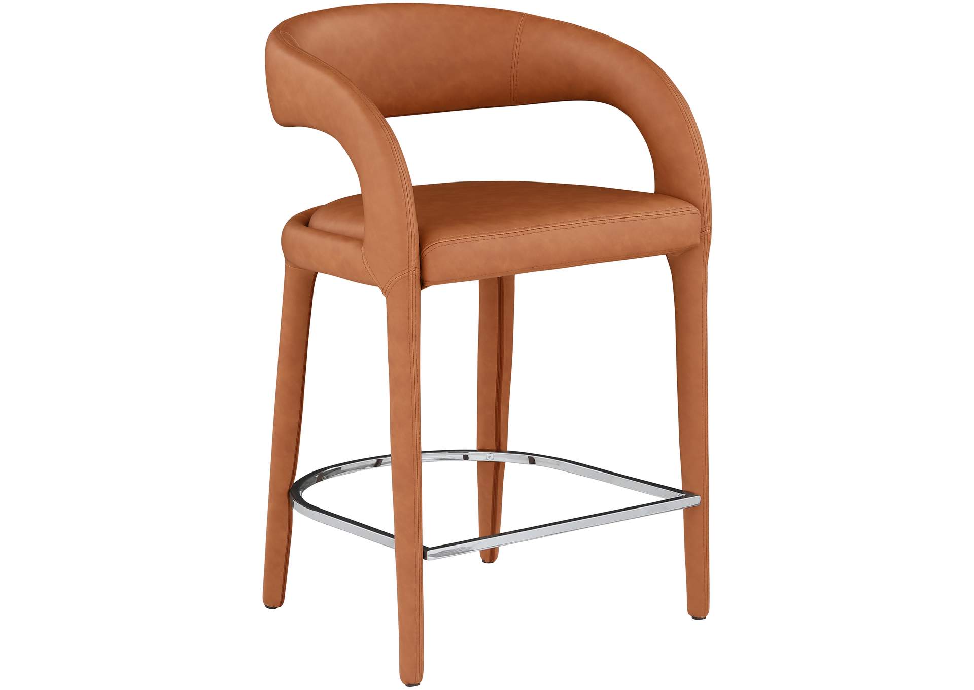 Sylvester Cognac Faux Leather Stool,Meridian Furniture