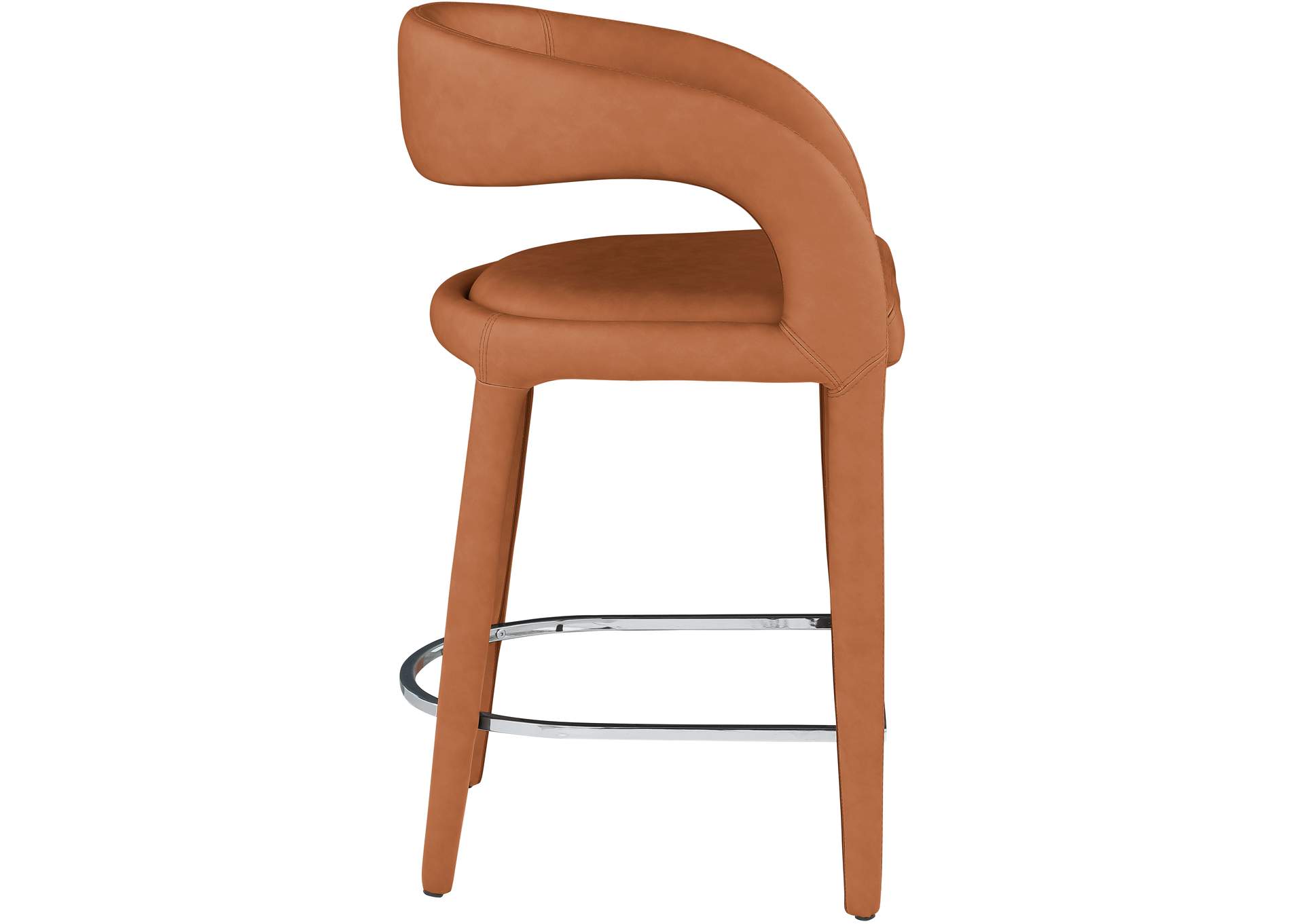 Sylvester Cognac Faux Leather Stool,Meridian Furniture