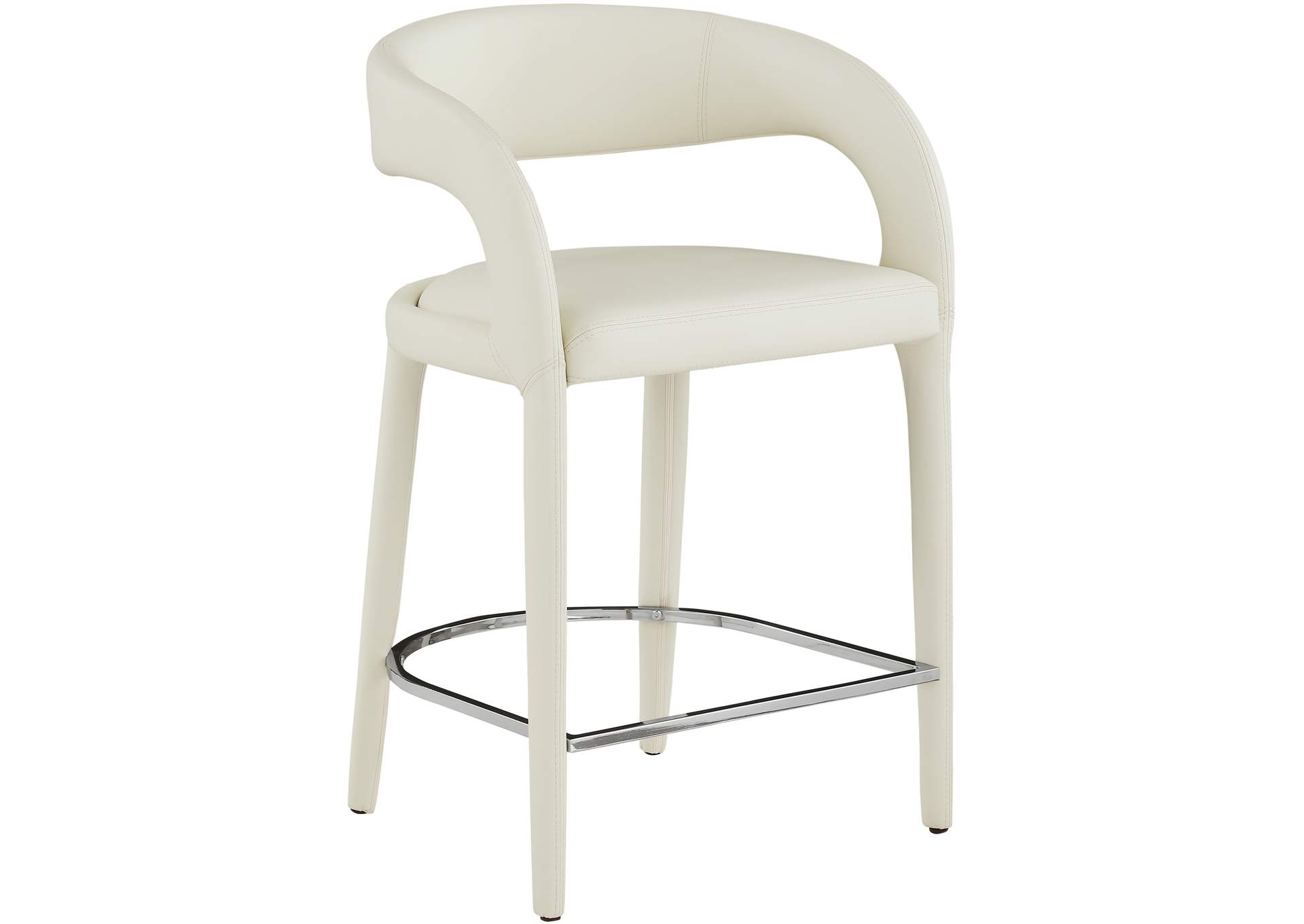 Sylvester Cream Faux Leather Stool,Meridian Furniture