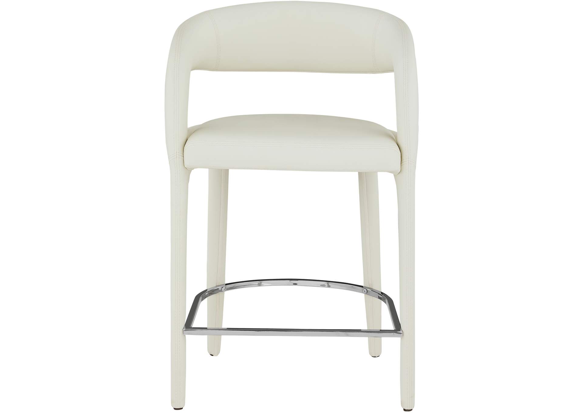 Sylvester Cream Faux Leather Stool,Meridian Furniture