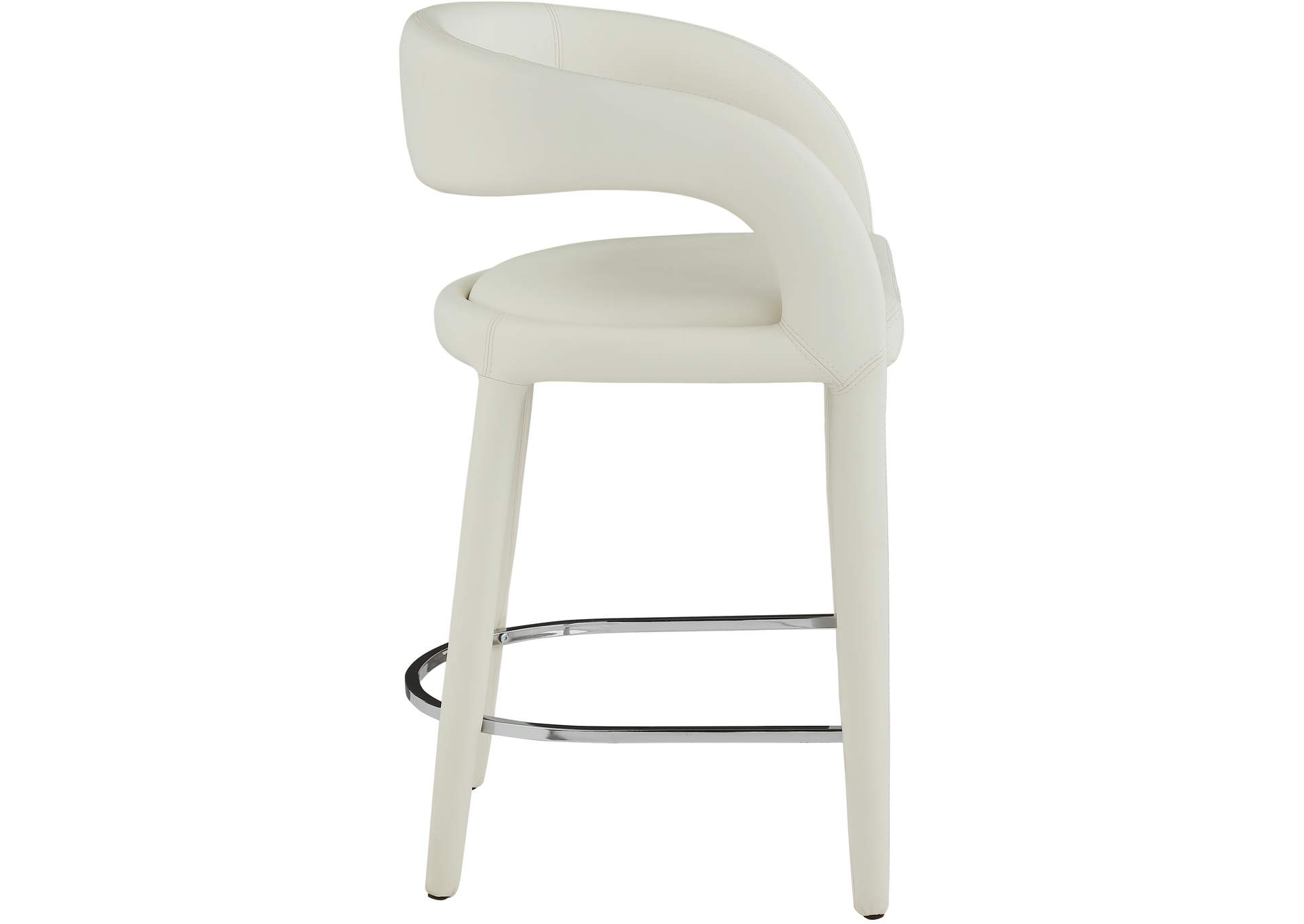 Sylvester Cream Faux Leather Stool,Meridian Furniture