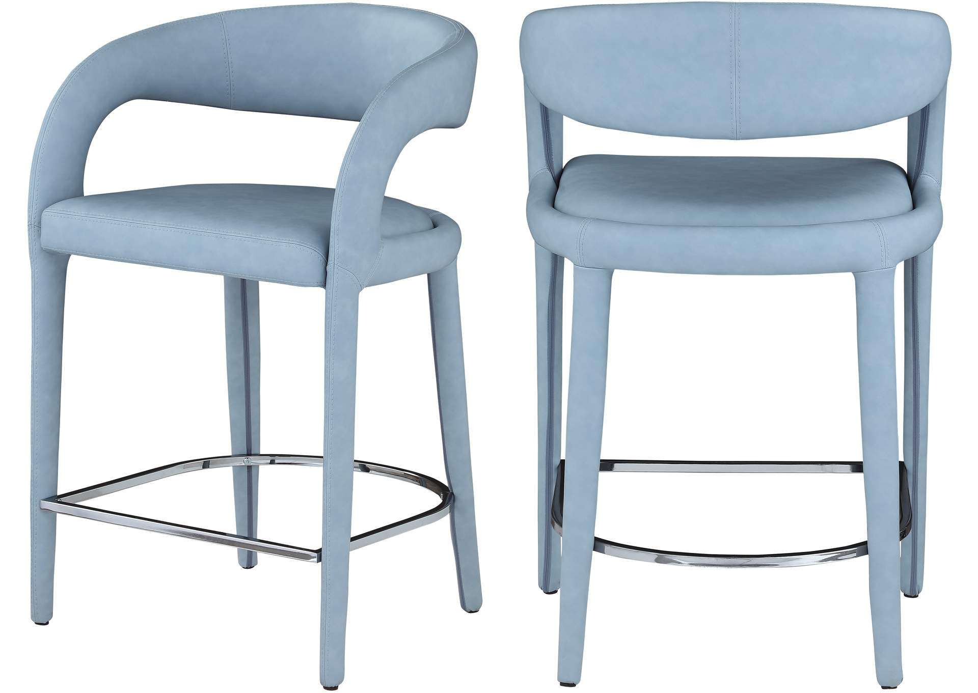 Sylvester Light Blue Faux Leather Stool,Meridian Furniture