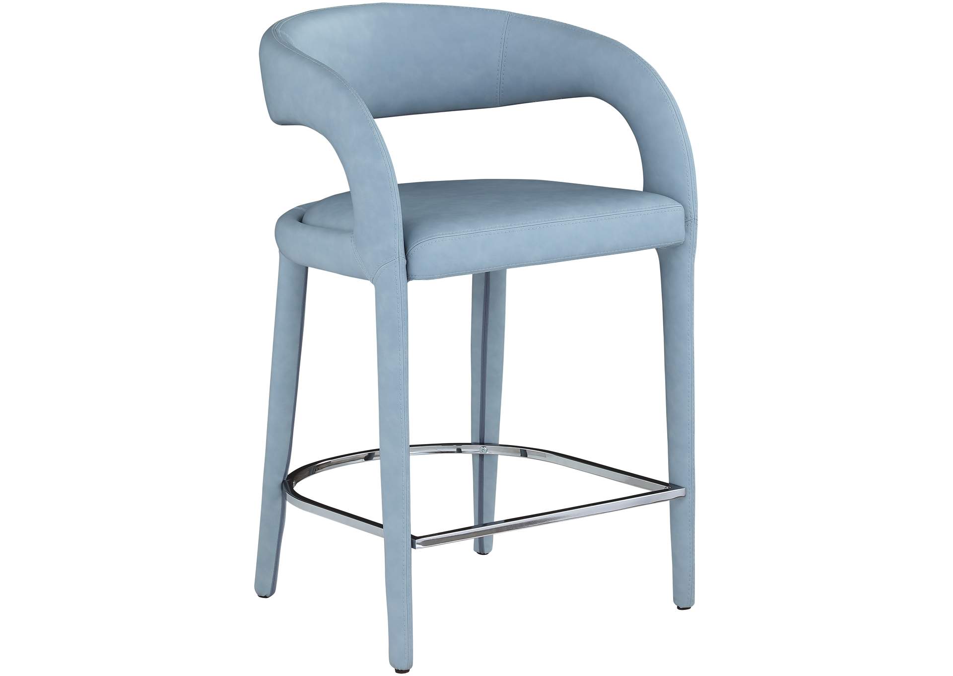 Sylvester Light Blue Faux Leather Stool,Meridian Furniture