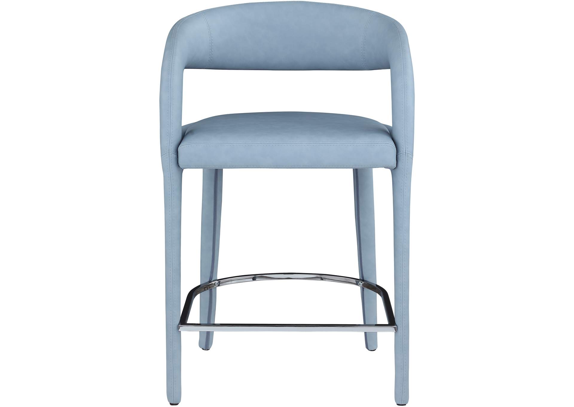 Sylvester Light Blue Faux Leather Stool,Meridian Furniture