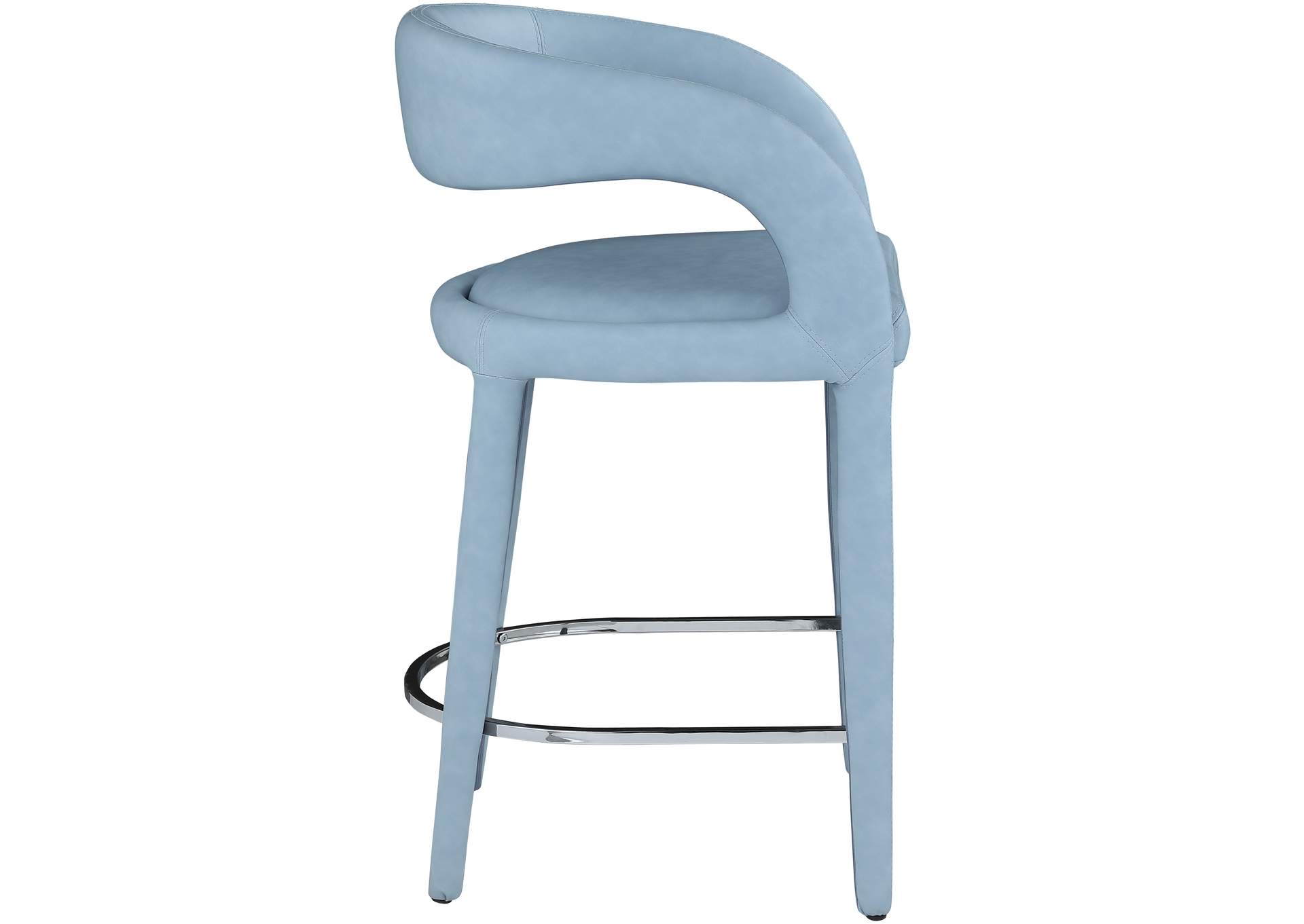 Sylvester Light Blue Faux Leather Stool,Meridian Furniture