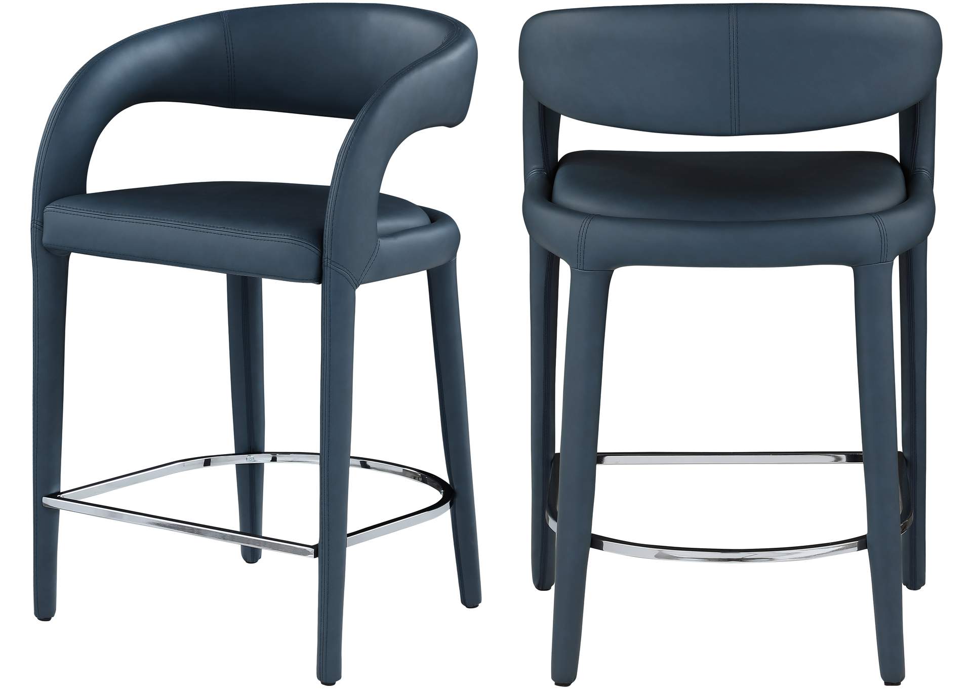 Sylvester Navy Faux Leather Stool,Meridian Furniture