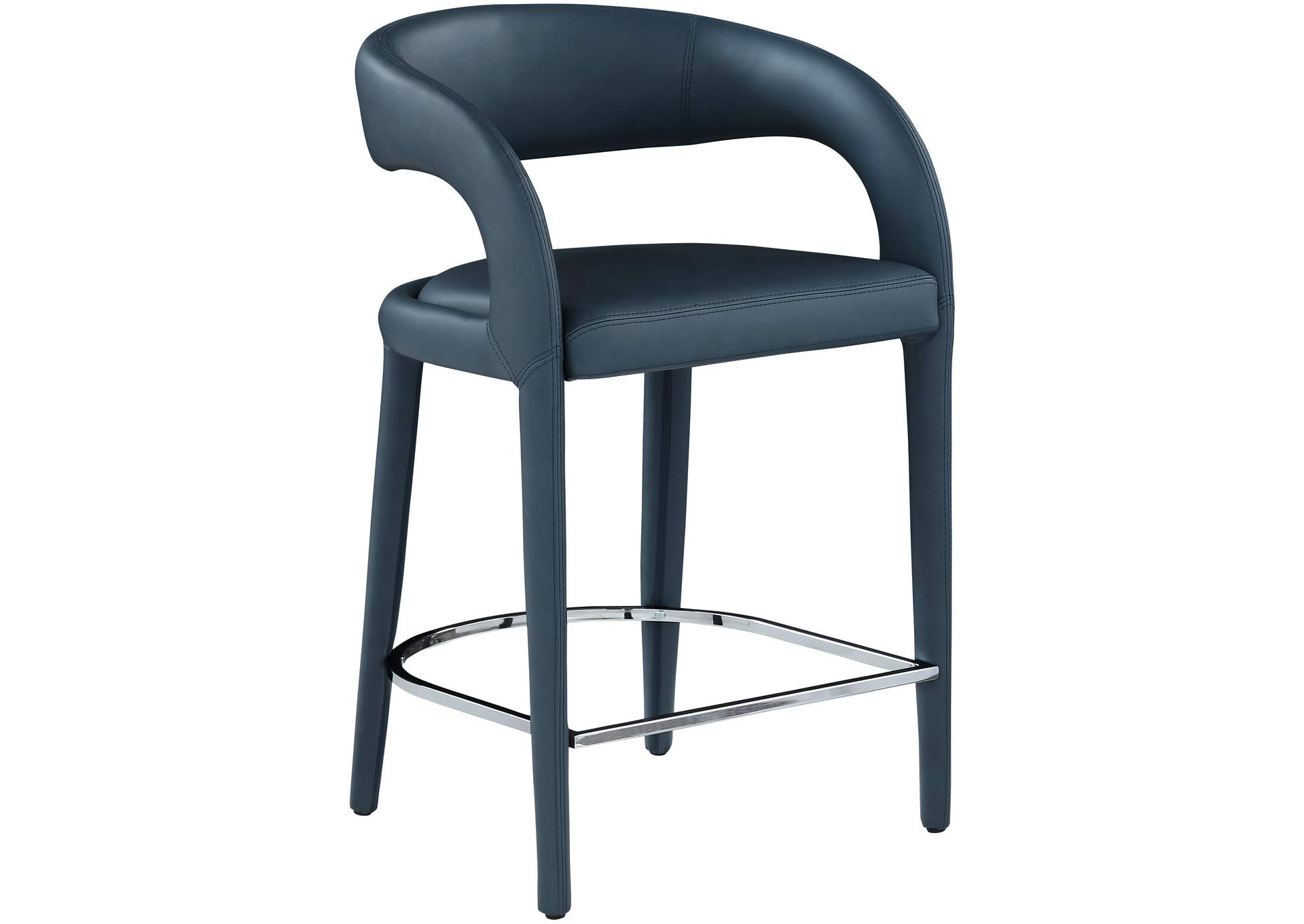 Sylvester Navy Faux Leather Stool,Meridian Furniture