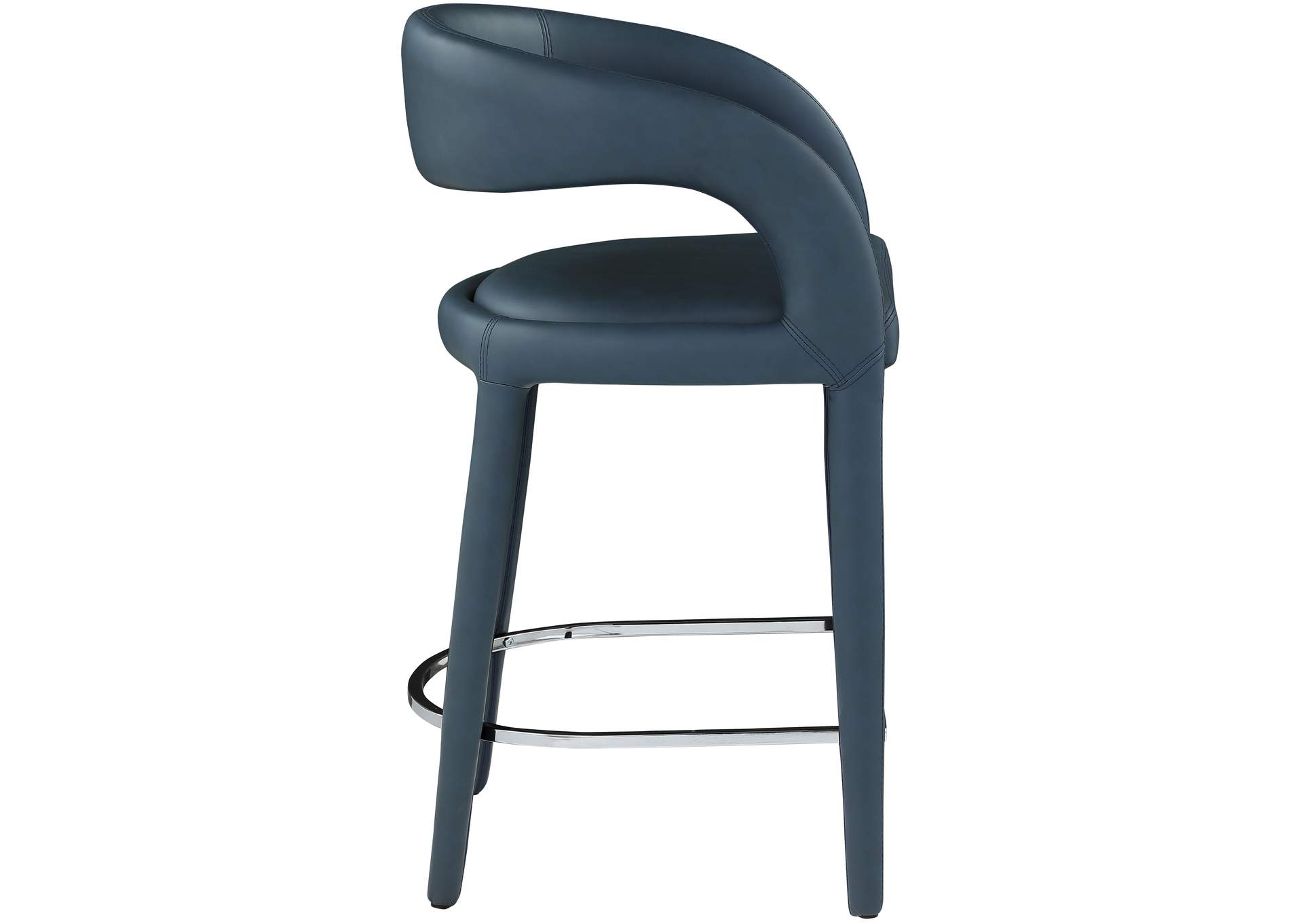 Sylvester Navy Faux Leather Stool,Meridian Furniture