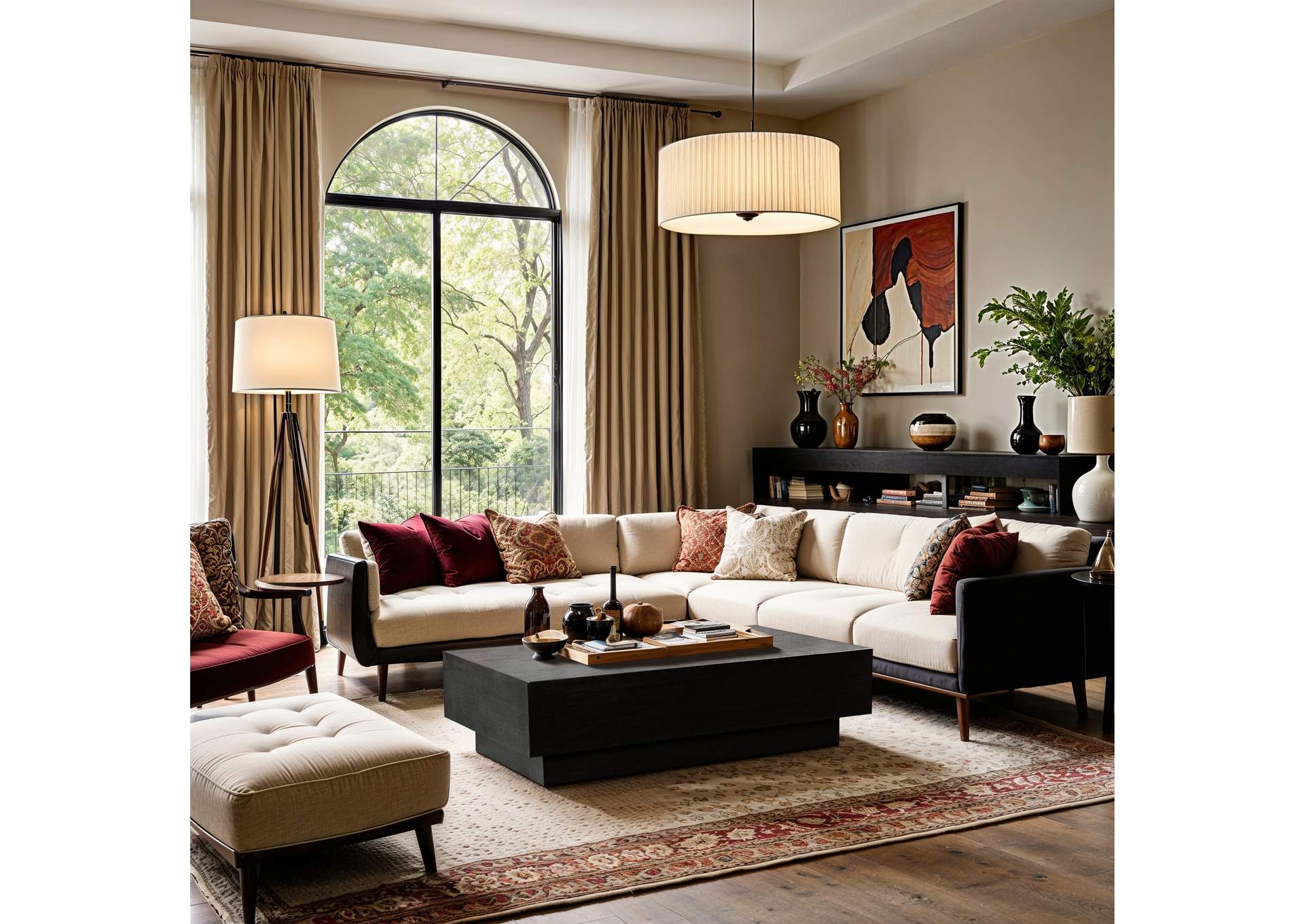 Ottoman Black Coffee Table,Meridian Furniture