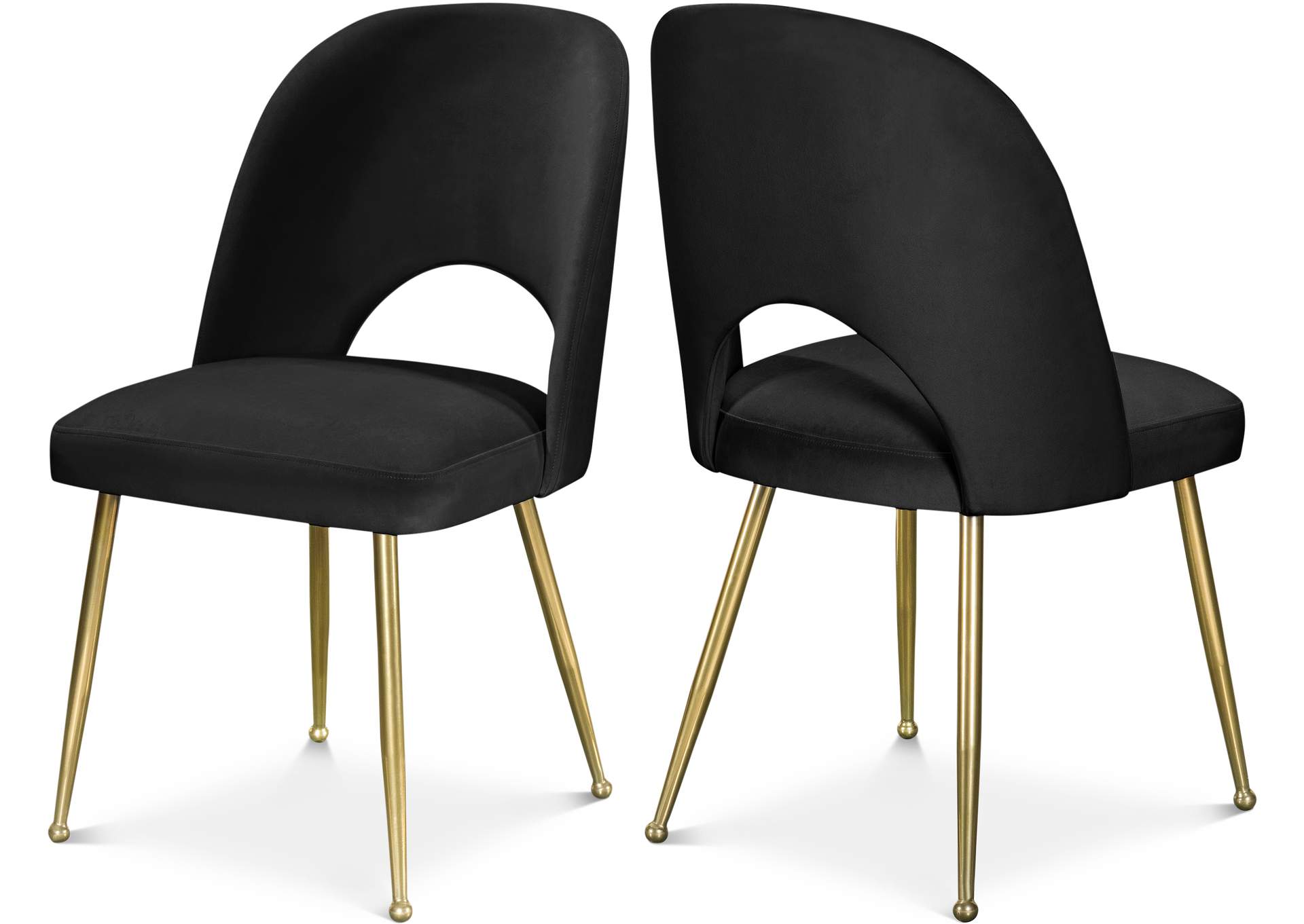 Logan Black Velvet Dining Chair Set of 2,Meridian Furniture