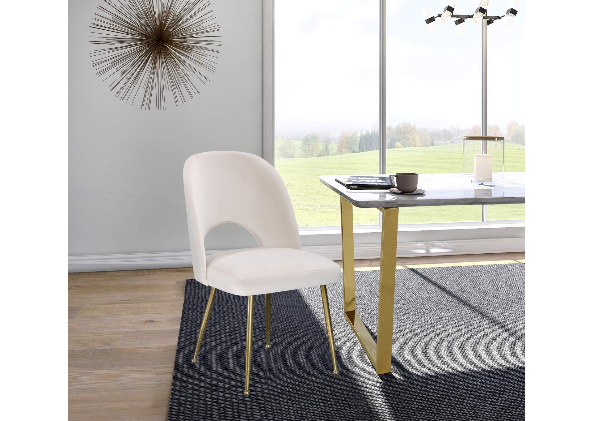 Logan Cream Velvet Dining Chair,Meridian Furniture