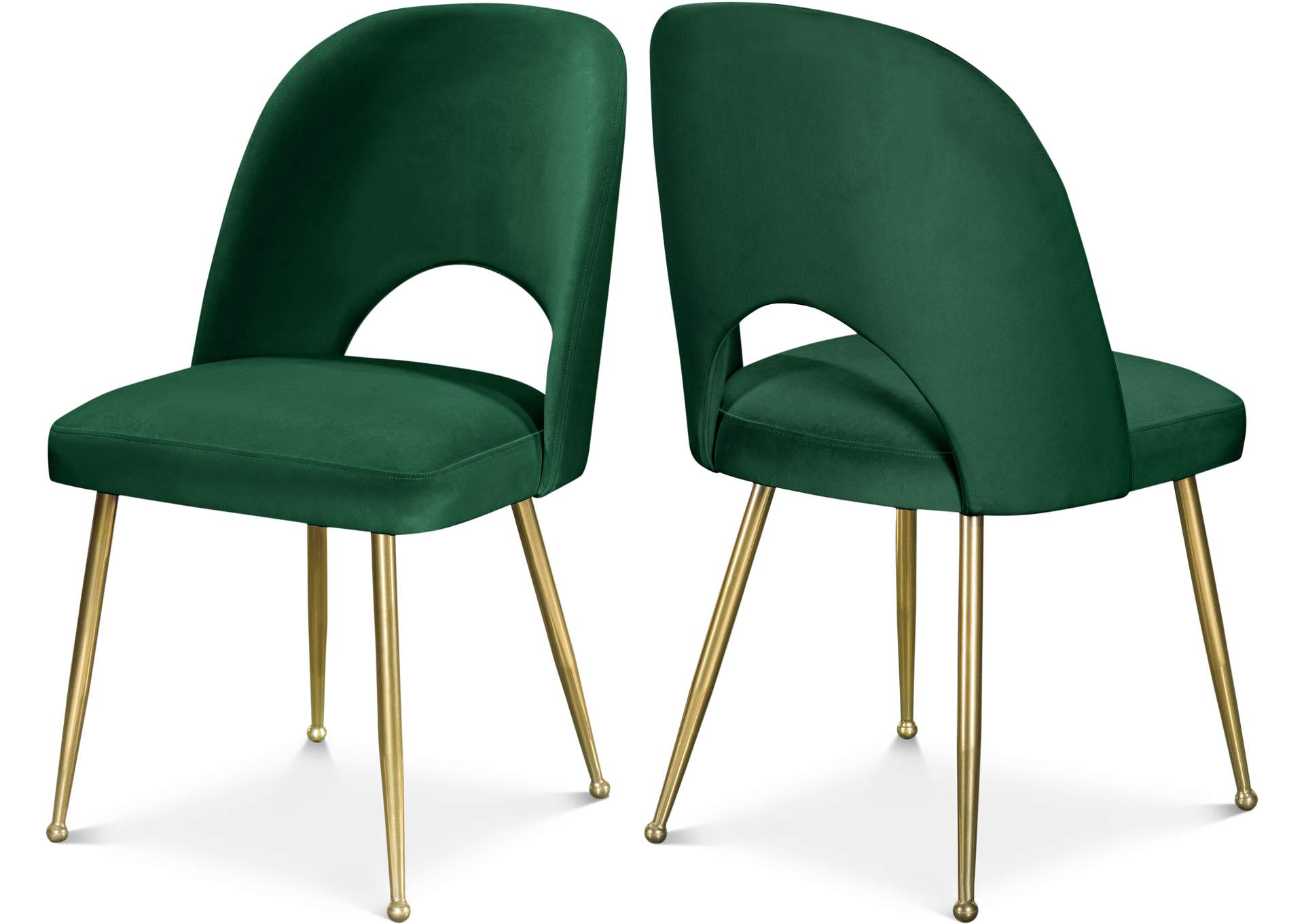 Logan Green Velvet Dining Chair Set of 2,Meridian Furniture