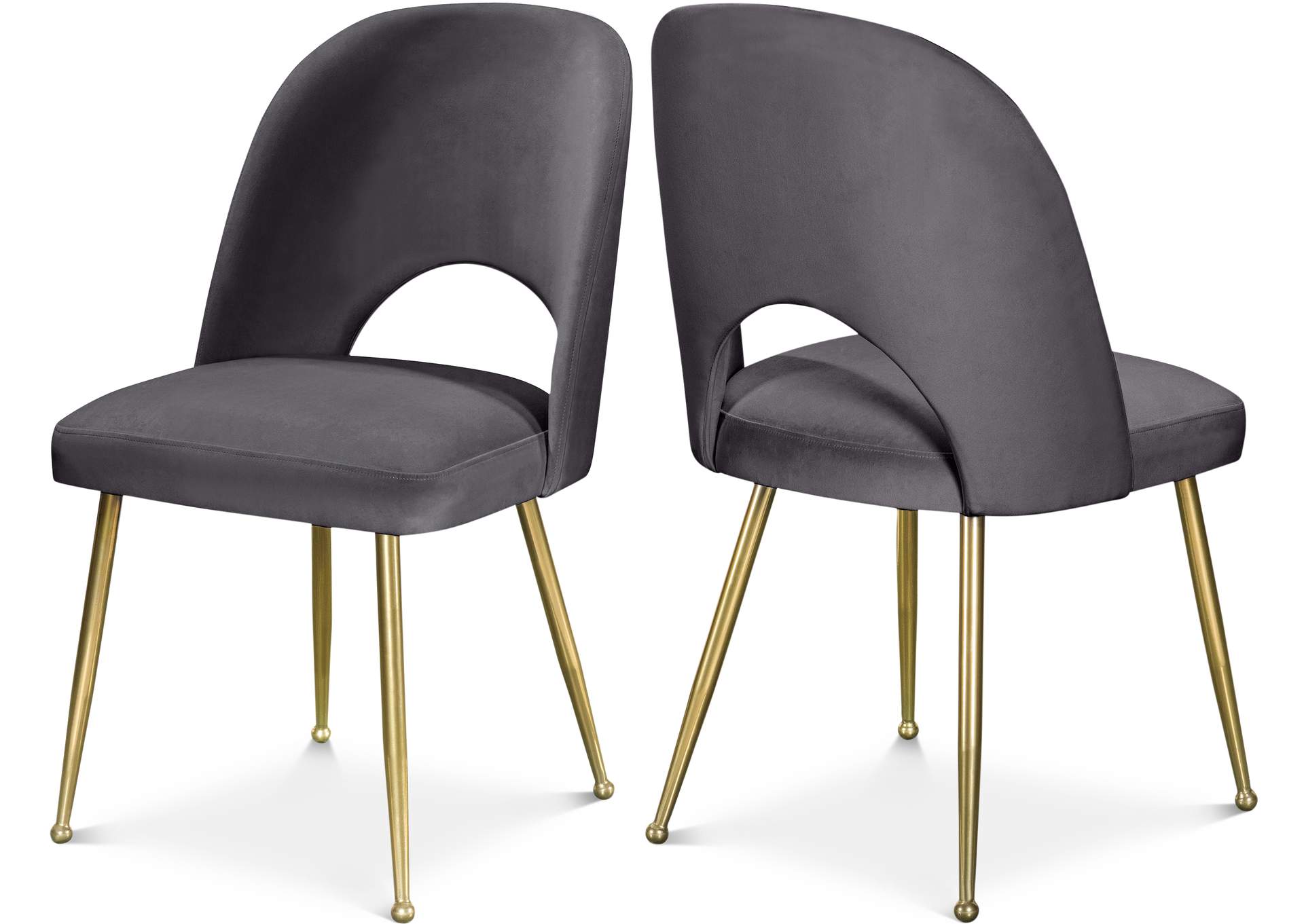 Logan Grey Velvet Dining Chair Set of 2,Meridian Furniture