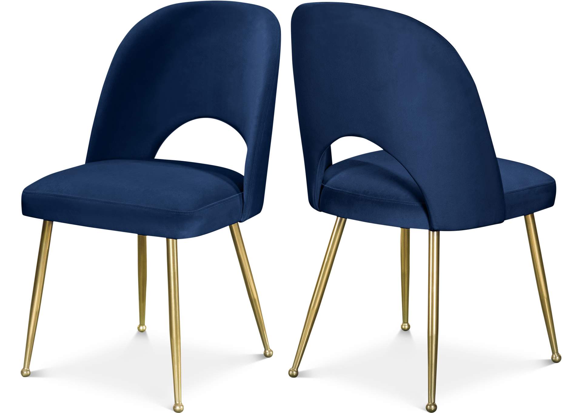 Logan Navy Velvet Dining Chair Set of 2,Meridian Furniture