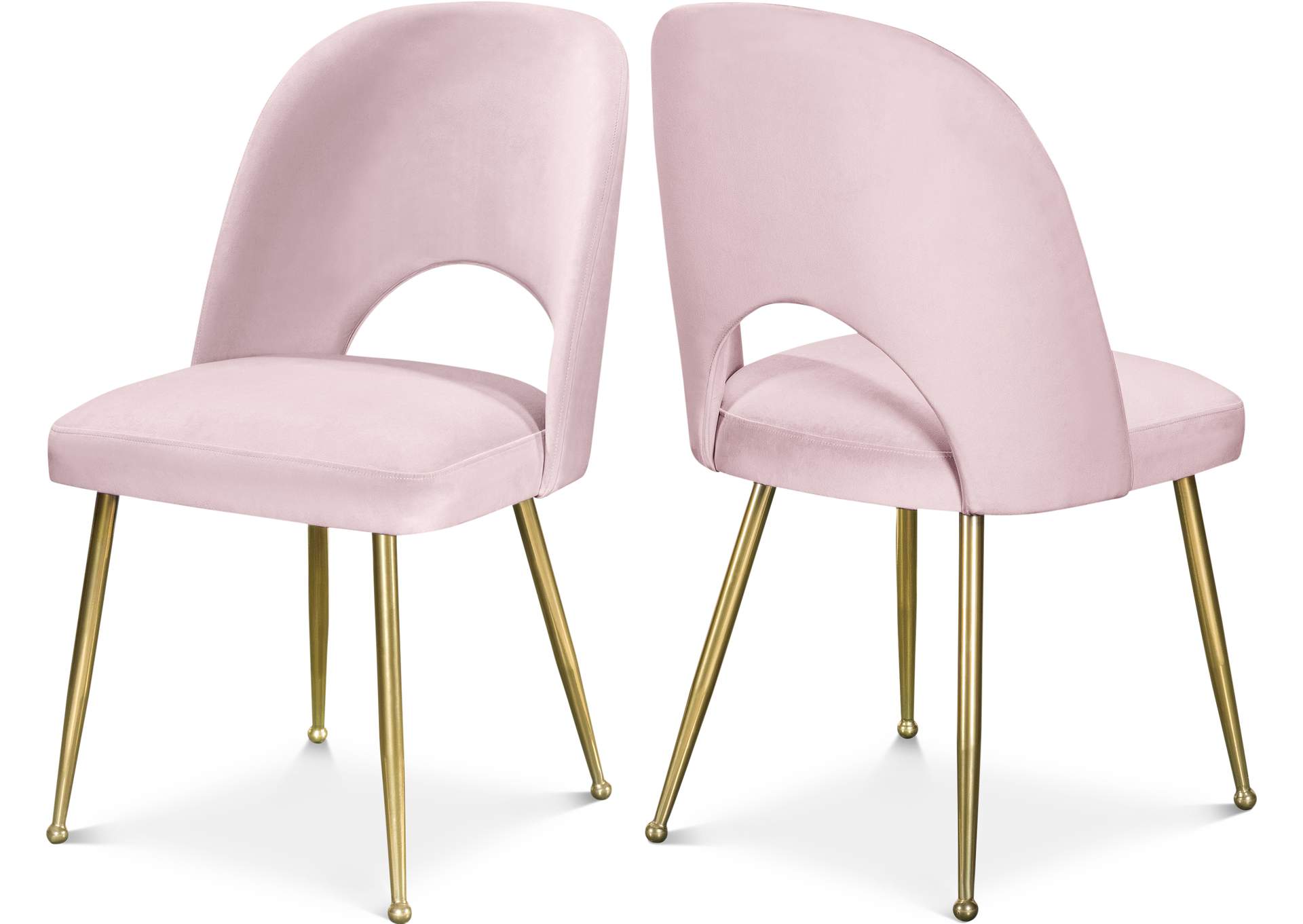 Logan Pink Velvet Dining Chair Set of 2,Meridian Furniture