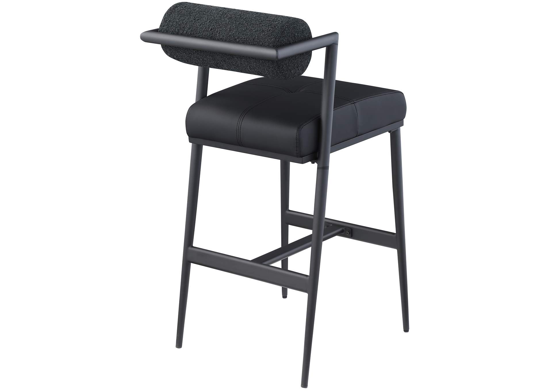 Stryker Black Boucle Fabric And Faux Leather Stool Set of 2,Meridian Furniture