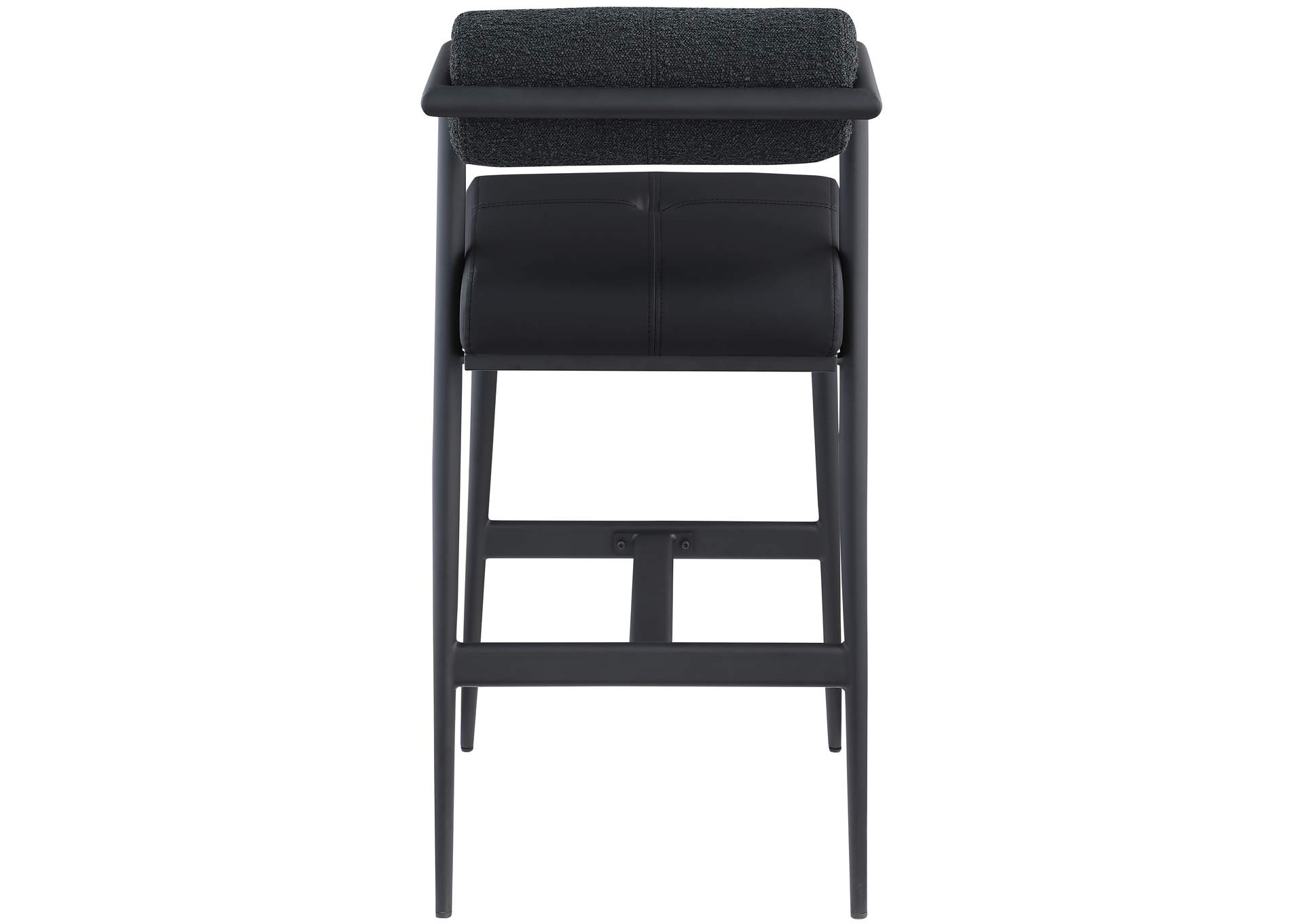 Stryker Black Boucle Fabric And Faux Leather Stool Set of 2,Meridian Furniture