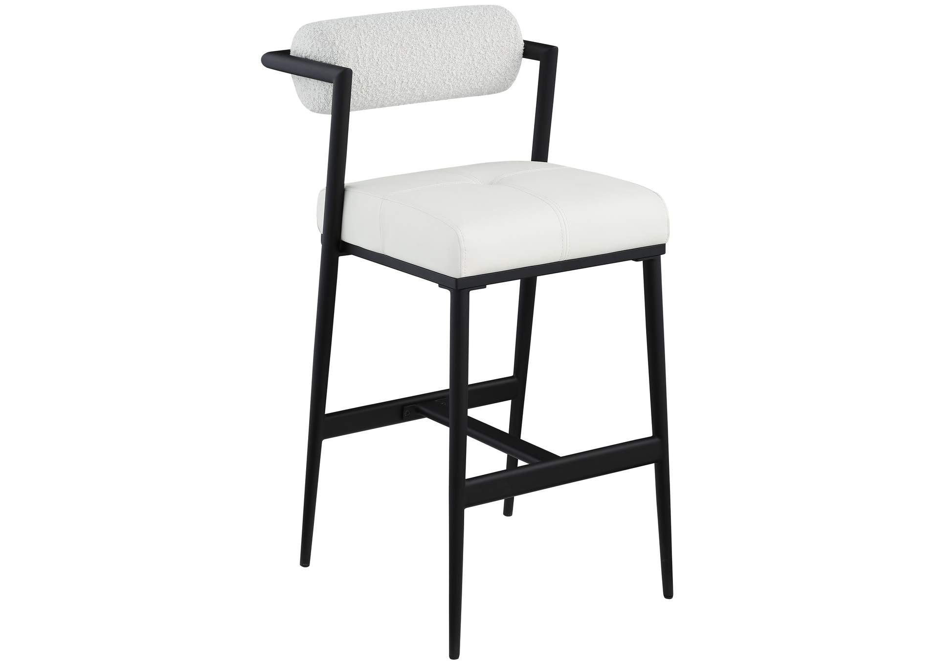 Stryker Cream Boucle Fabric And Faux Leather Stool Set of 2,Meridian Furniture