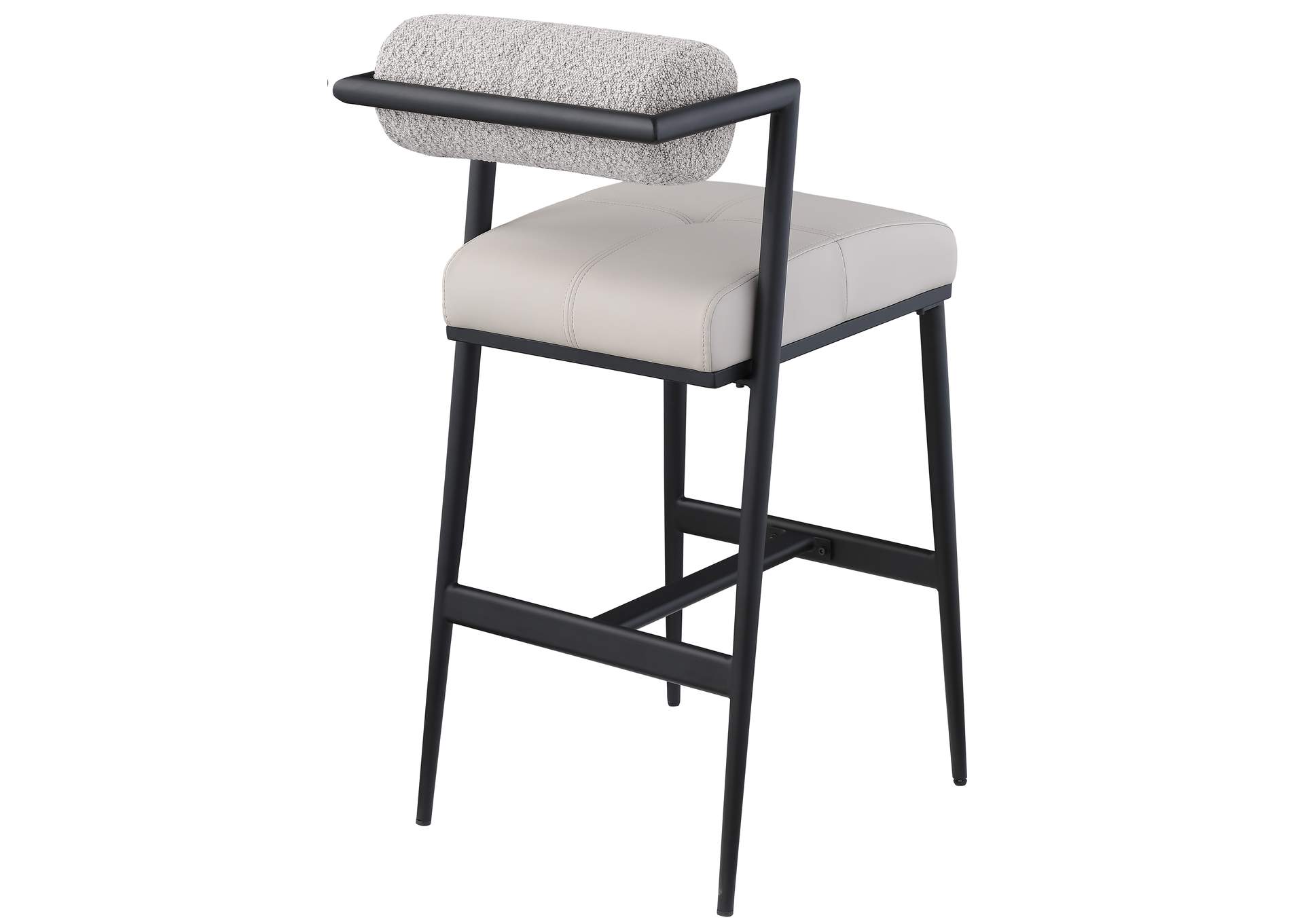 Stryker Taupe Boucle Fabric And Faux Leather Stool Set of 2,Meridian Furniture