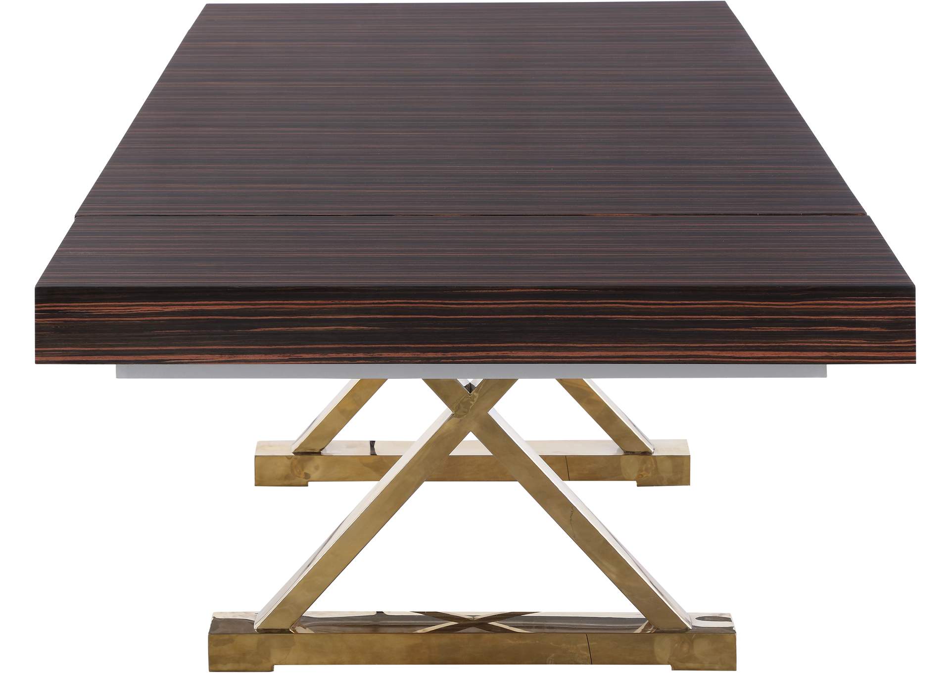 Excel Brown Zebra Wood Veneer Lacquer Extendable Dining Table (3 Boxes),Meridian Furniture