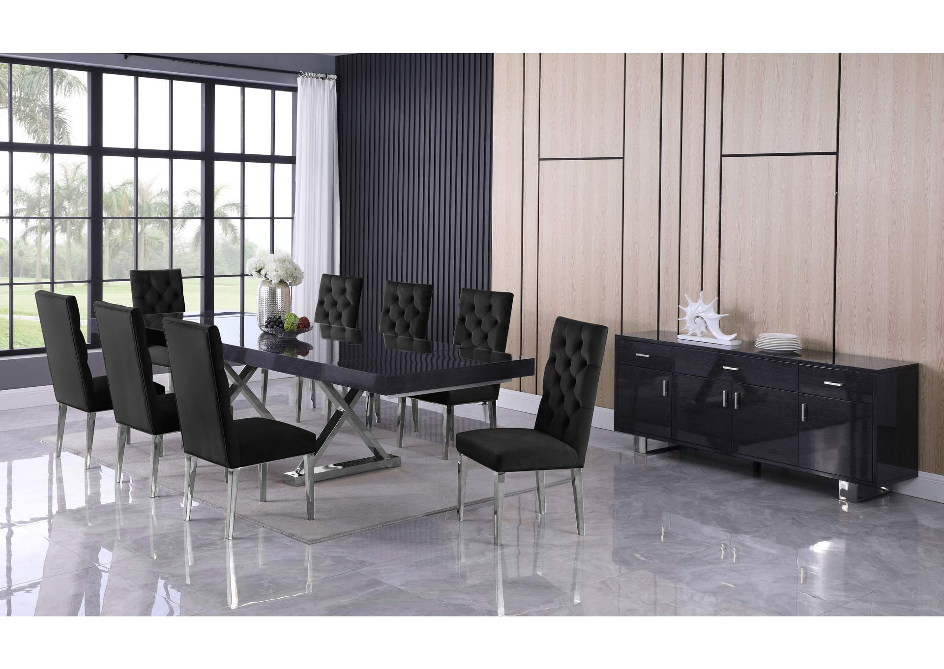 Excel Grey Oak Veneer Lacquer Extendable Dining Table (3 Boxes),Meridian Furniture