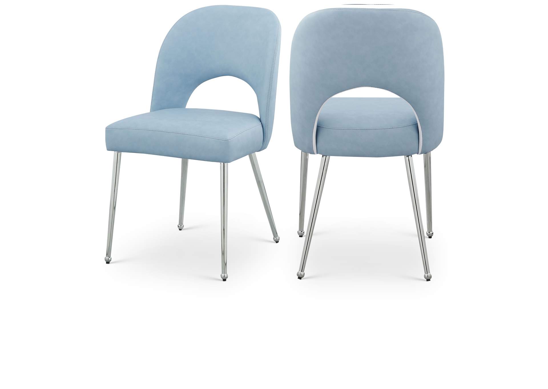 Logan Light Blue Faux Leather Dining Chair Set of 2,Meridian Furniture